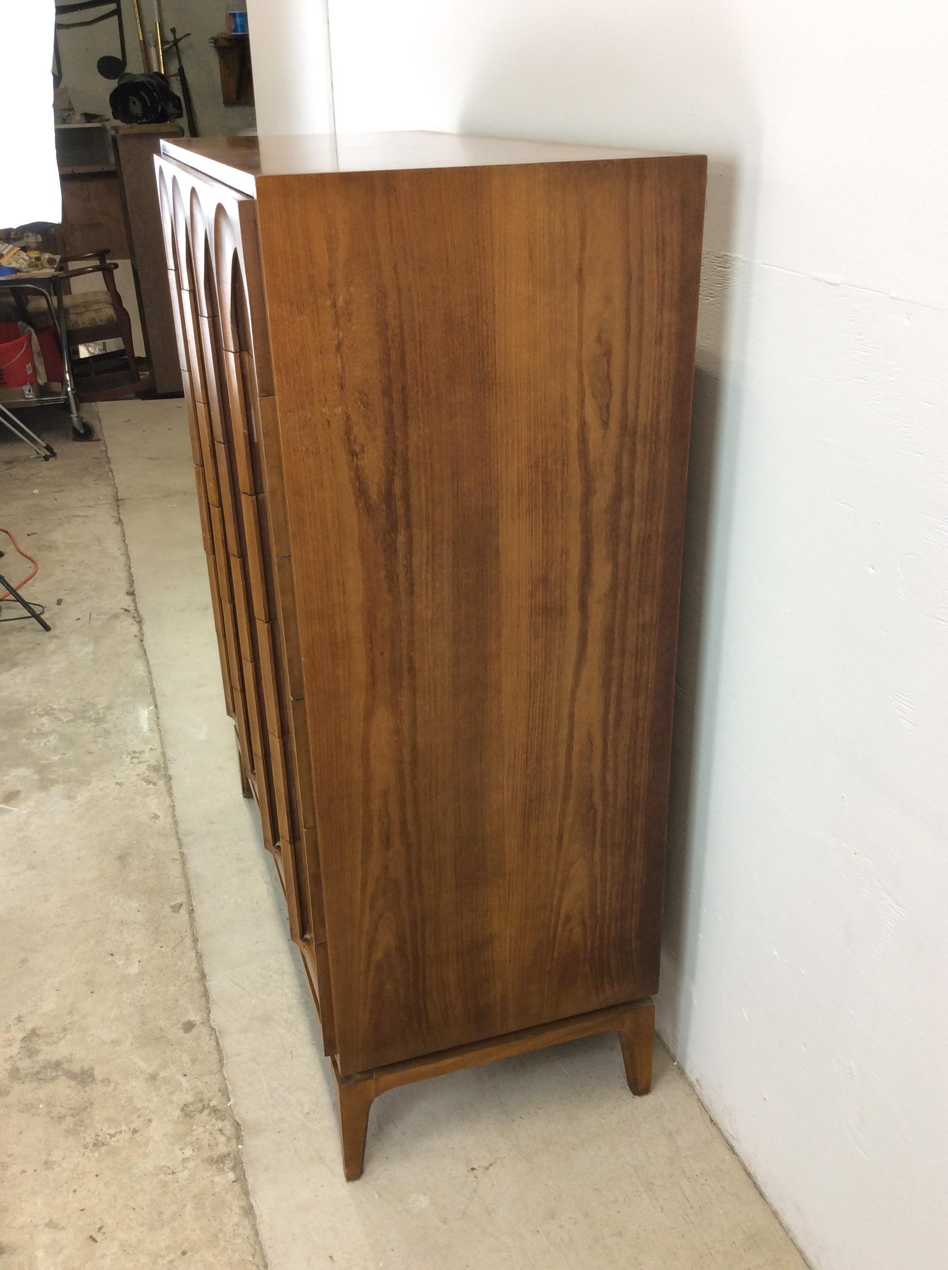 Mid Century Modern Highboy Dresser with Burlwood Finish by Thomasville 3