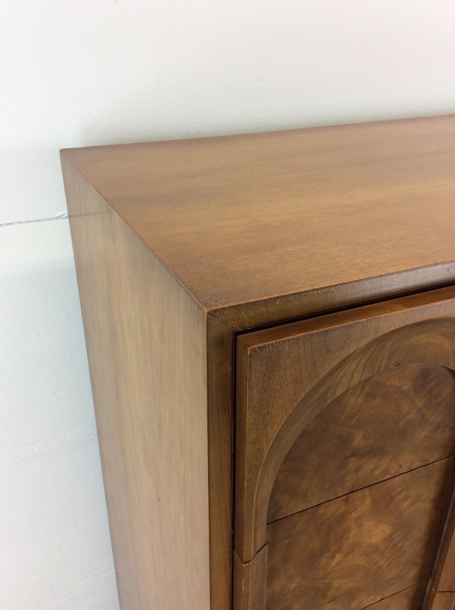 Mid Century Modern Highboy Dresser with Burlwood Finish by Thomasville 7