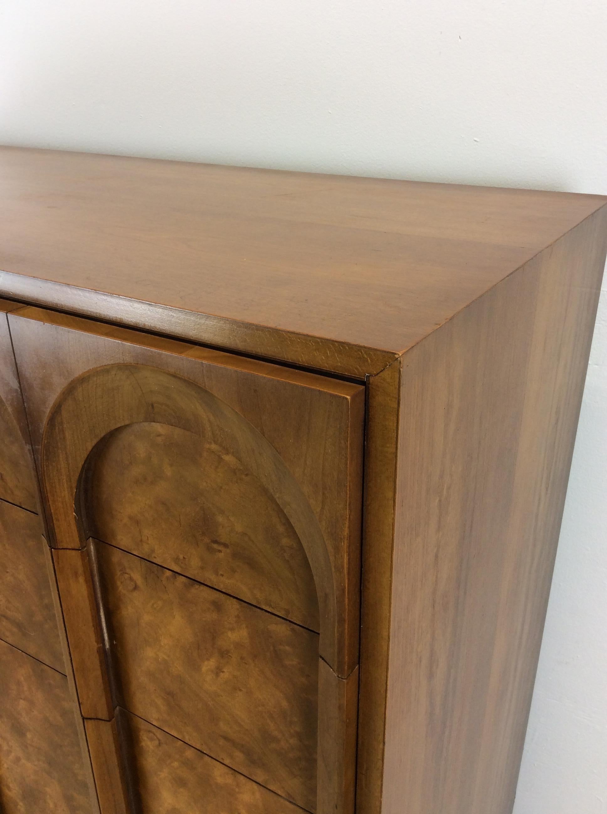 Mid Century Modern Highboy Dresser with Burlwood Finish by Thomasville 12