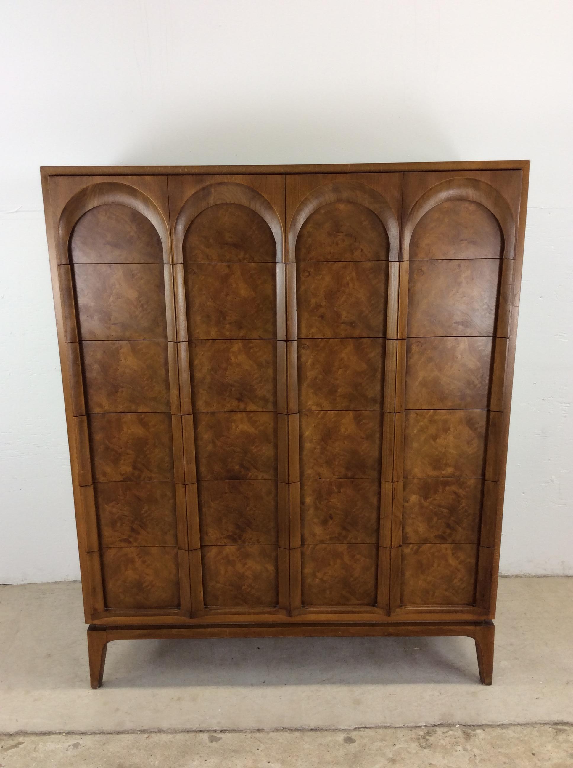 Mid Century Modern Highboy Dresser with Burlwood Finish by Thomasville 13