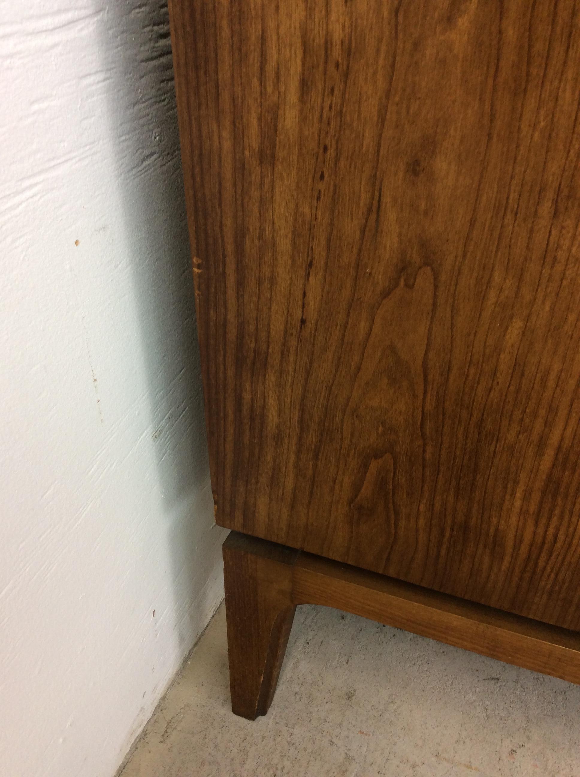 Veneer Mid Century Modern Highboy Dresser with Burlwood Finish by Thomasville