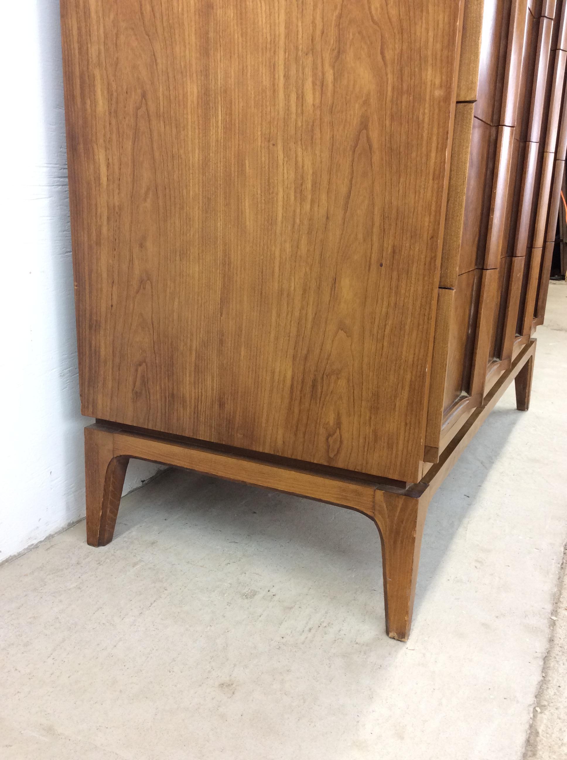 20th Century Mid Century Modern Highboy Dresser with Burlwood Finish by Thomasville