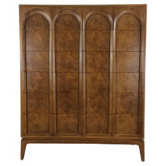 Mid Century Modern Highboy Dresser with Burlwood Finish by Thomasville