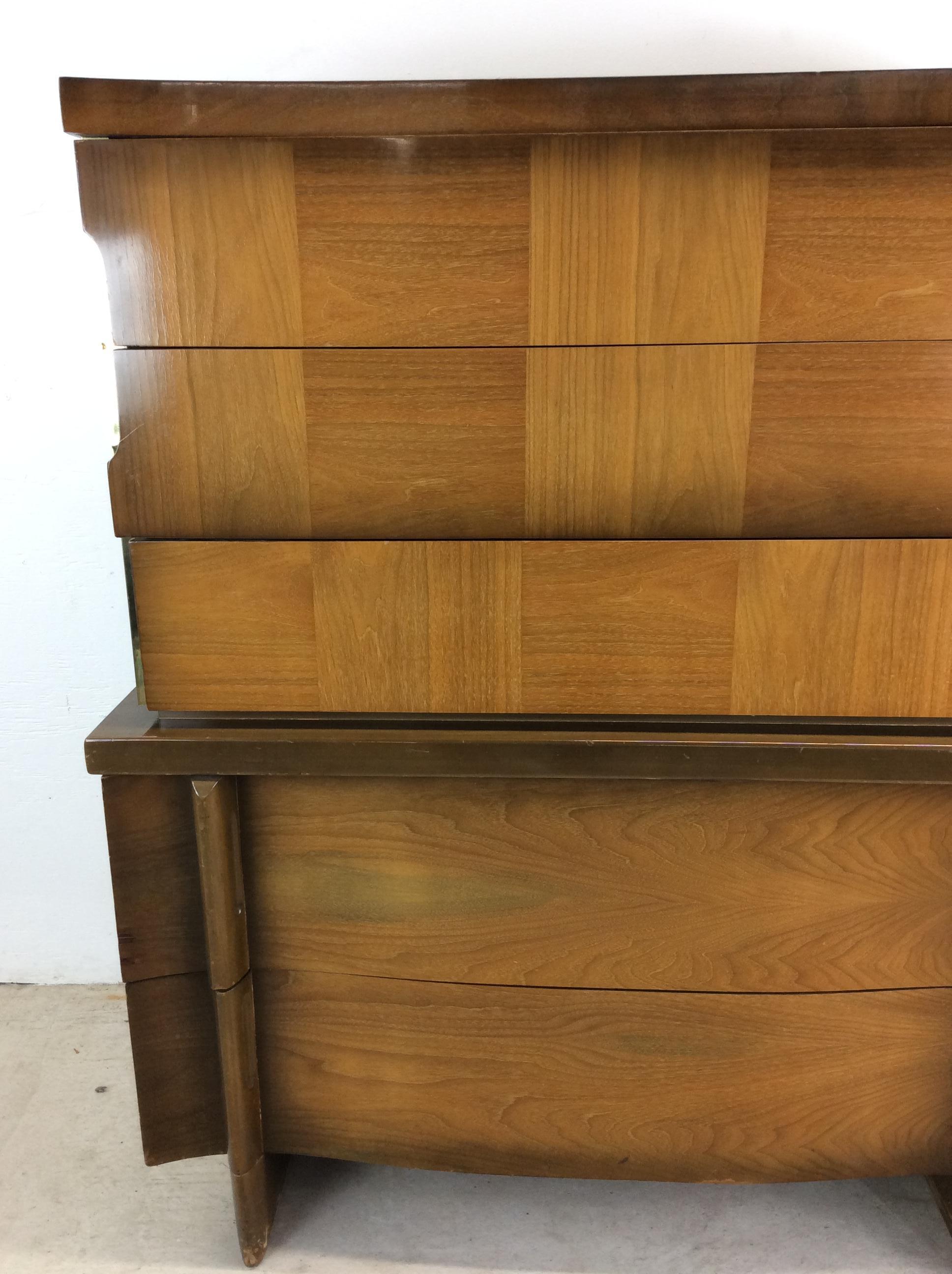 Noce Mid Century Modern Highboy Dresser with Cedar Lined Drawer in vendita