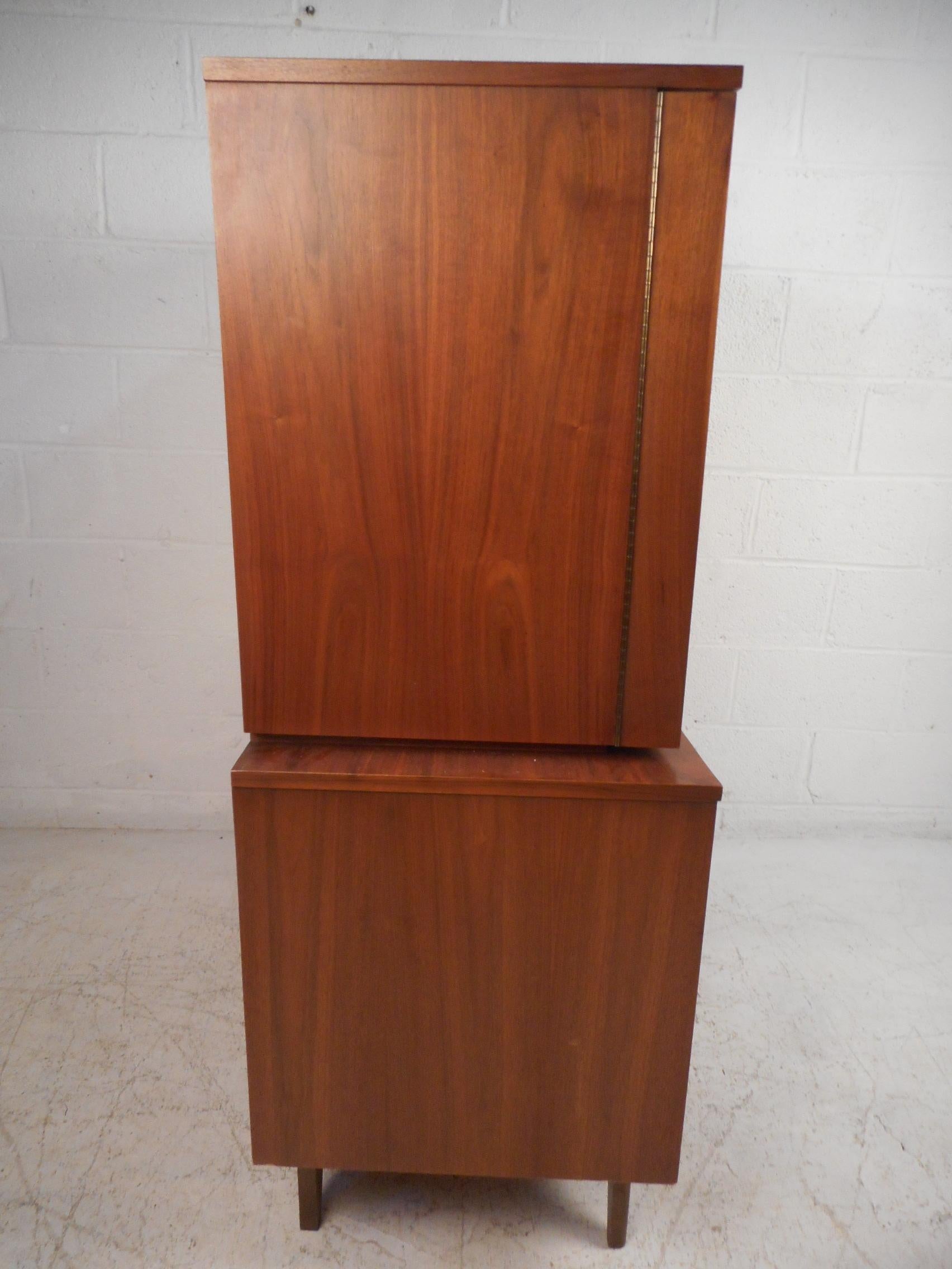 Mid-Century Modern Highboy Dresser with Curved Drawer-Fronts 1