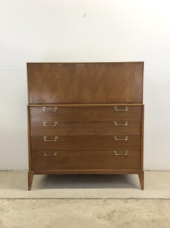 Mid Century Modern Highboy Dresser with Drop Front Cabinet