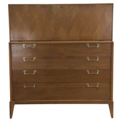 Mid Century Modern Highboy Dresser with Drop Front Cabinet
