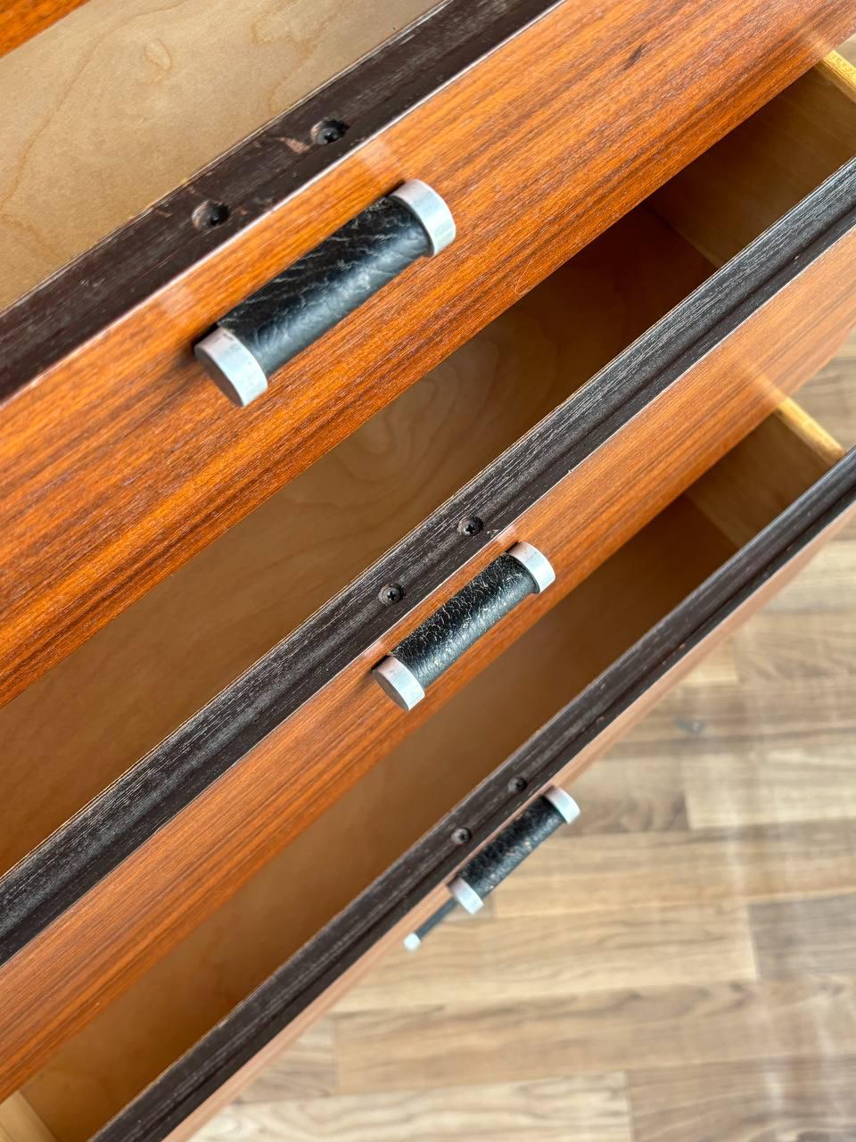 Mid-Century Modern Highboy Dresser with Leather Pulls by Glenn of CA 4