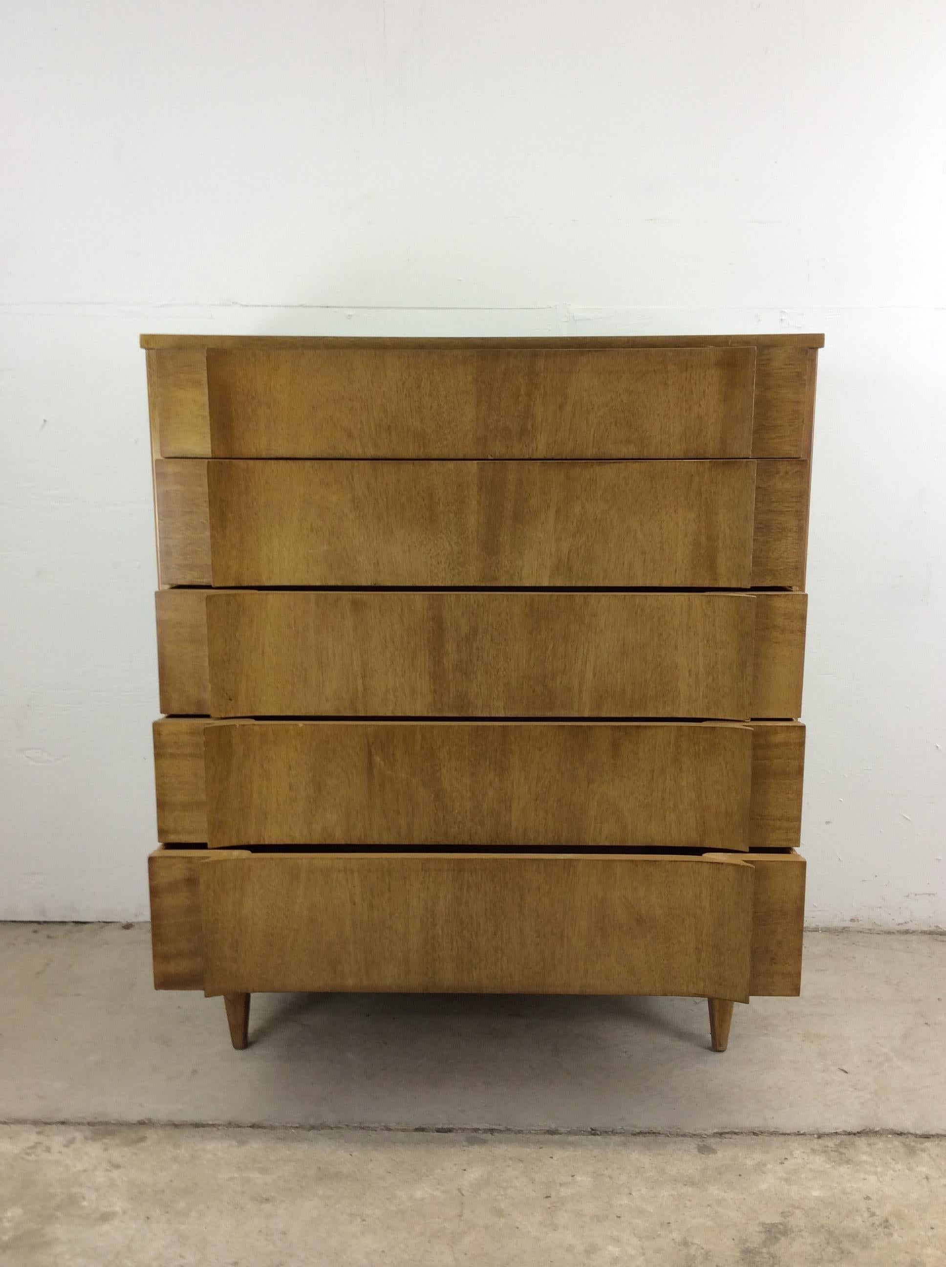Comò Highboy del Mid Century Modern con finitura Oak Oak sbiancato e cassetti in bengala in vendita 7