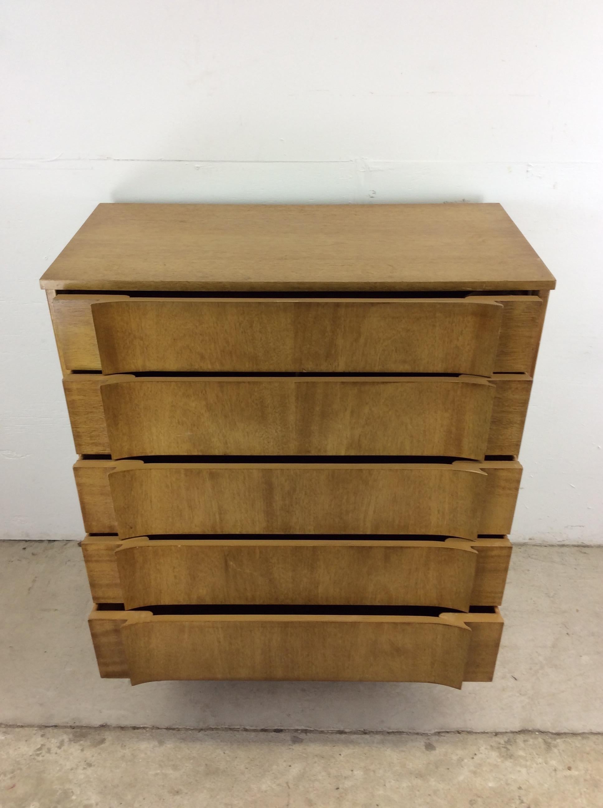 Comò Highboy del Mid Century Modern con finitura Oak Oak sbiancato e cassetti in bengala in vendita 8
