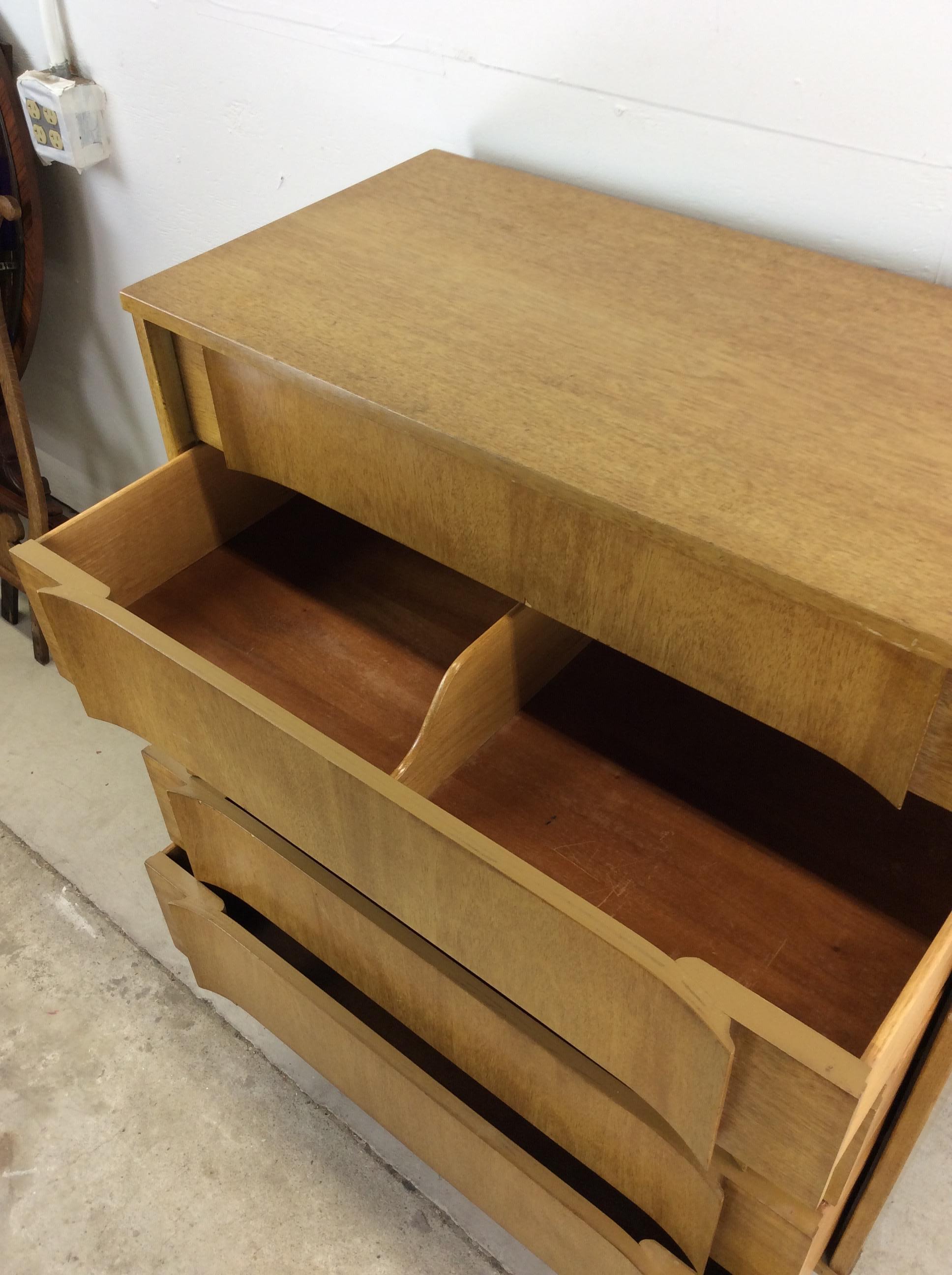 Comò Highboy del Mid Century Modern con finitura Oak Oak sbiancato e cassetti in bengala in vendita 11