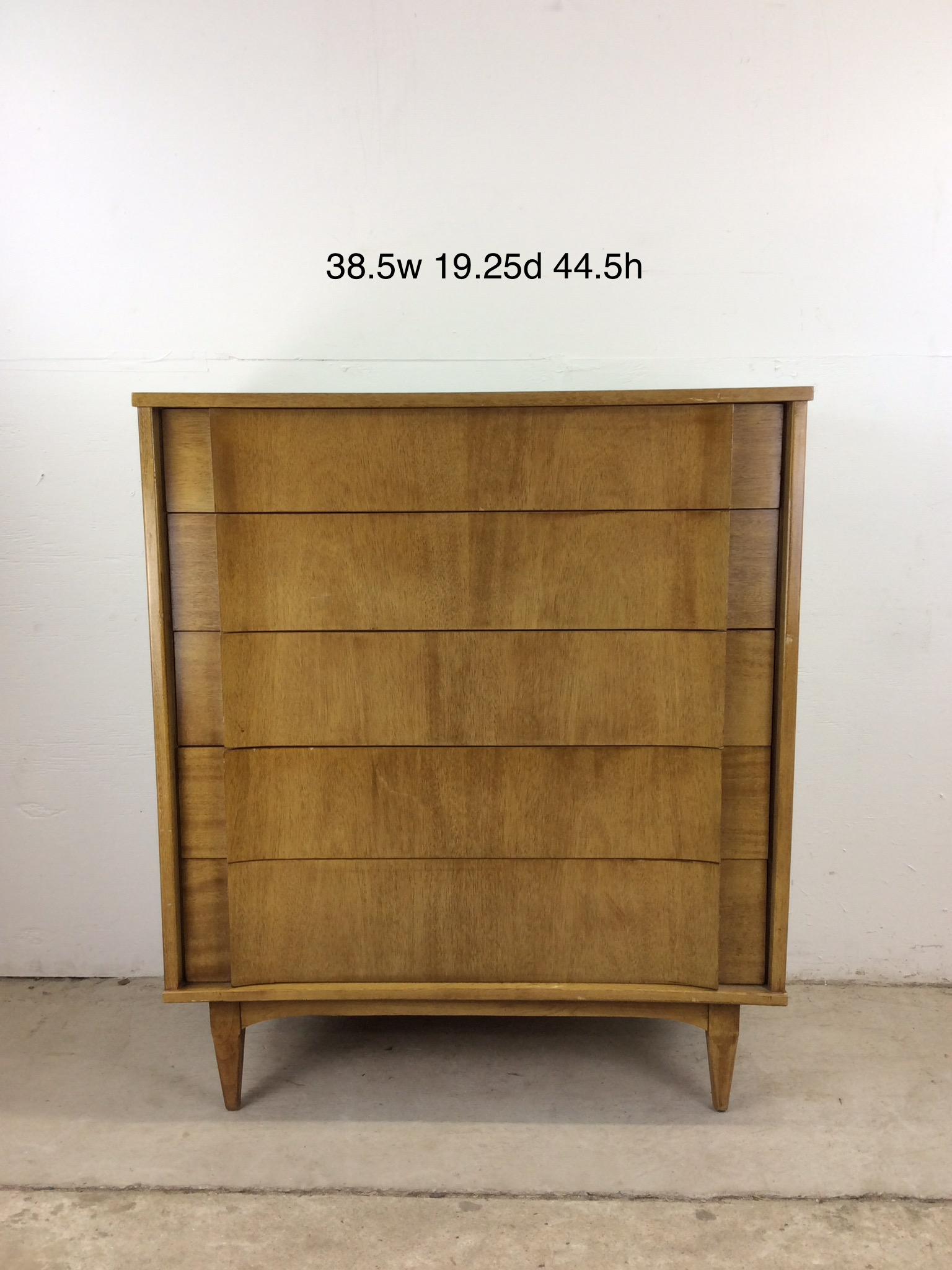 Comò Highboy del Mid Century Modern con finitura Oak Oak sbiancato e cassetti in bengala in vendita 12