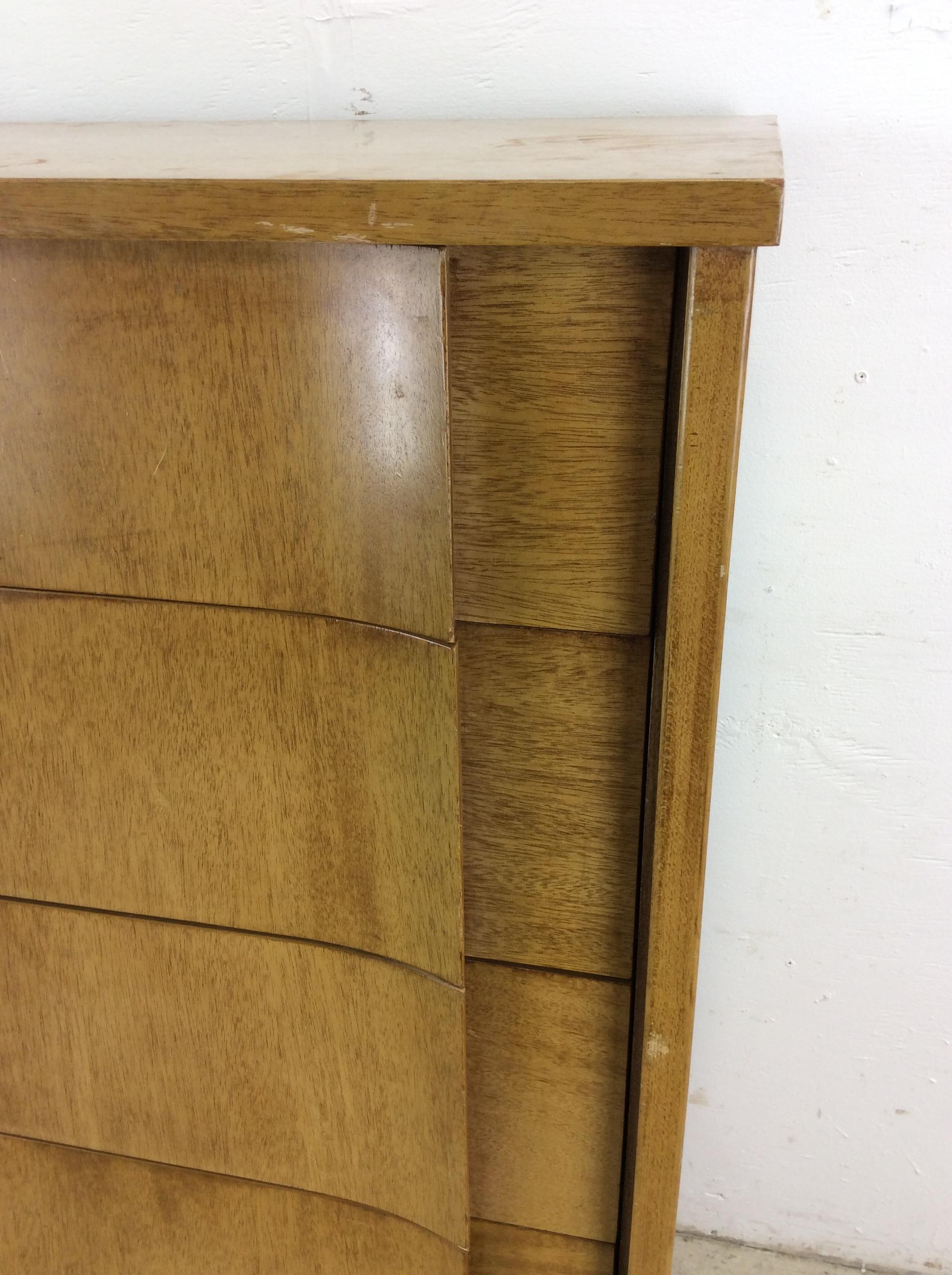 Quercia Comò Highboy del Mid Century Modern con finitura Oak Oak sbiancato e cassetti in bengala in vendita