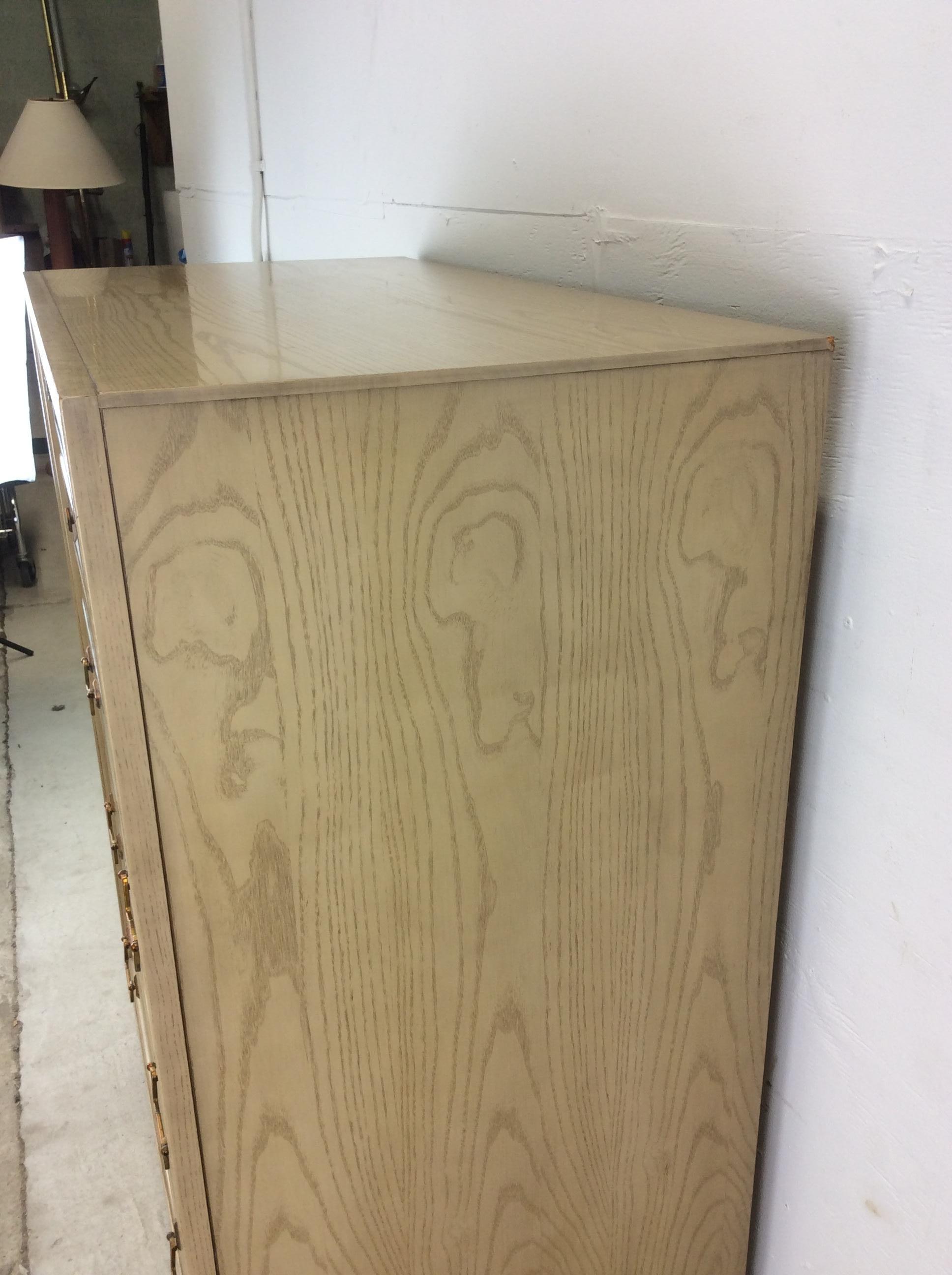 Mid Century Modern Highboy Dresser with Limed Oak Finish For Sale 10