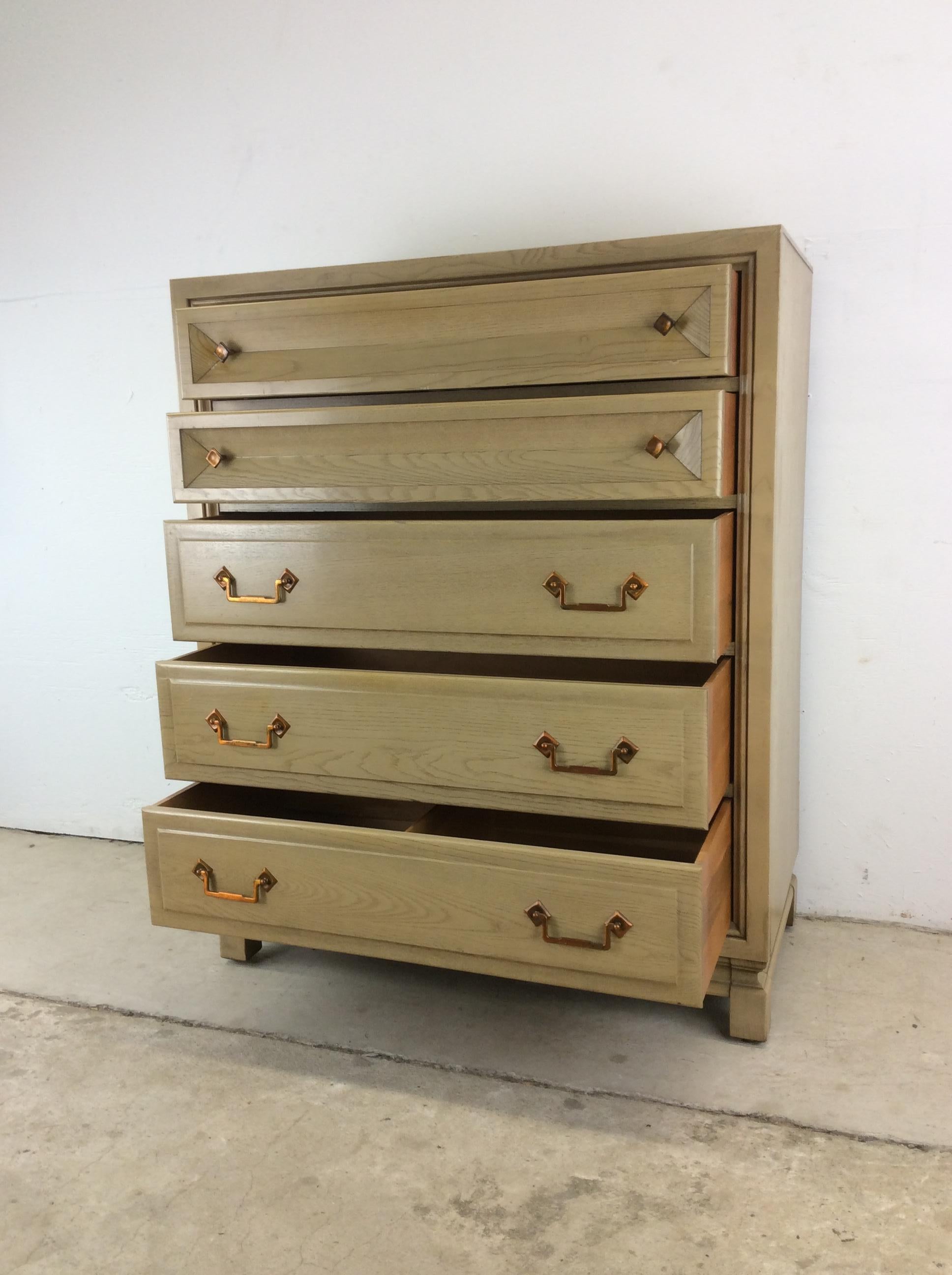 Mid Century Modern Highboy Dresser with Limed Oak Finish For Sale 13