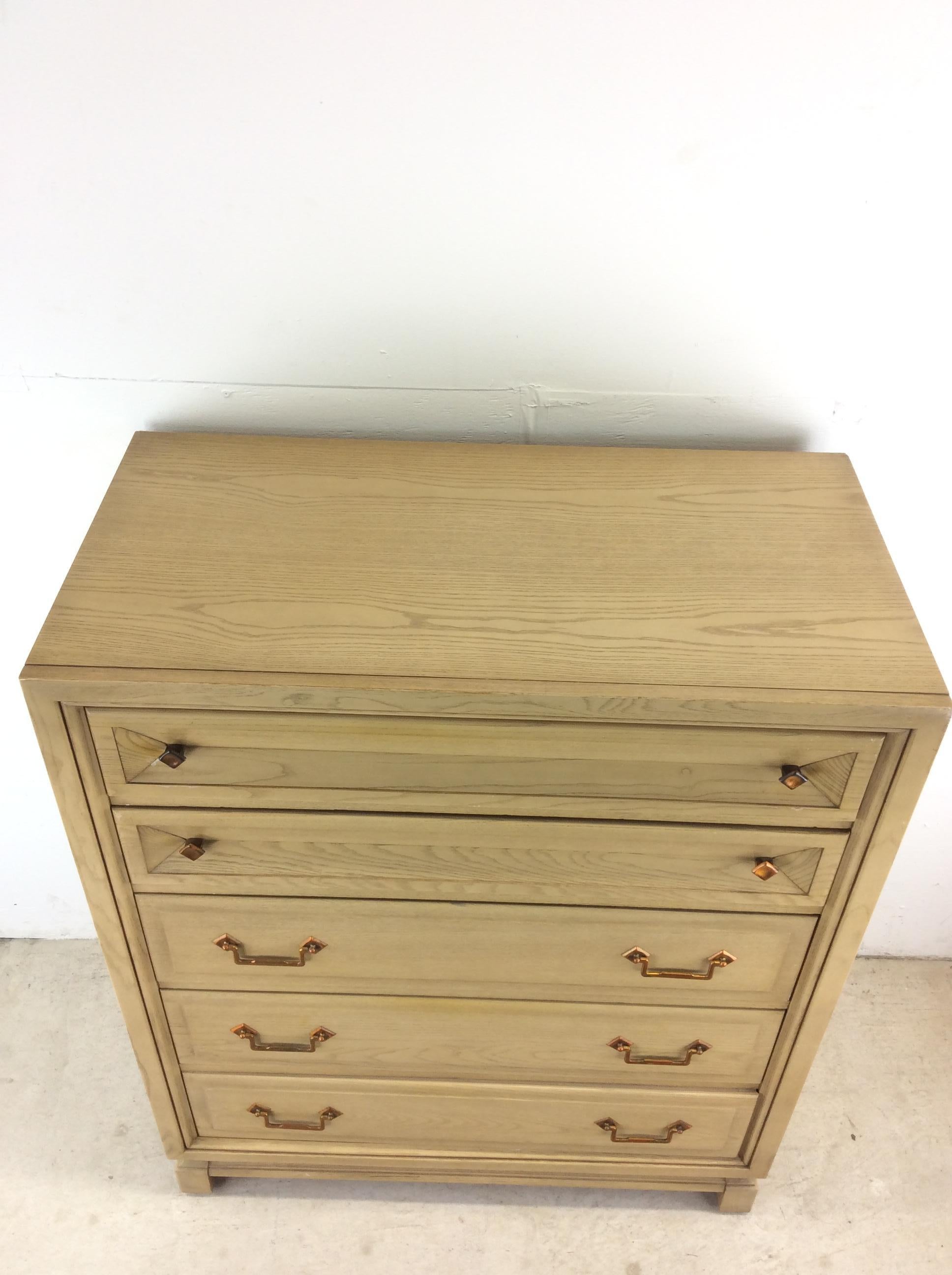 Mid-Century Modern Mid Century Modern Highboy Dresser with Limed Oak Finish For Sale