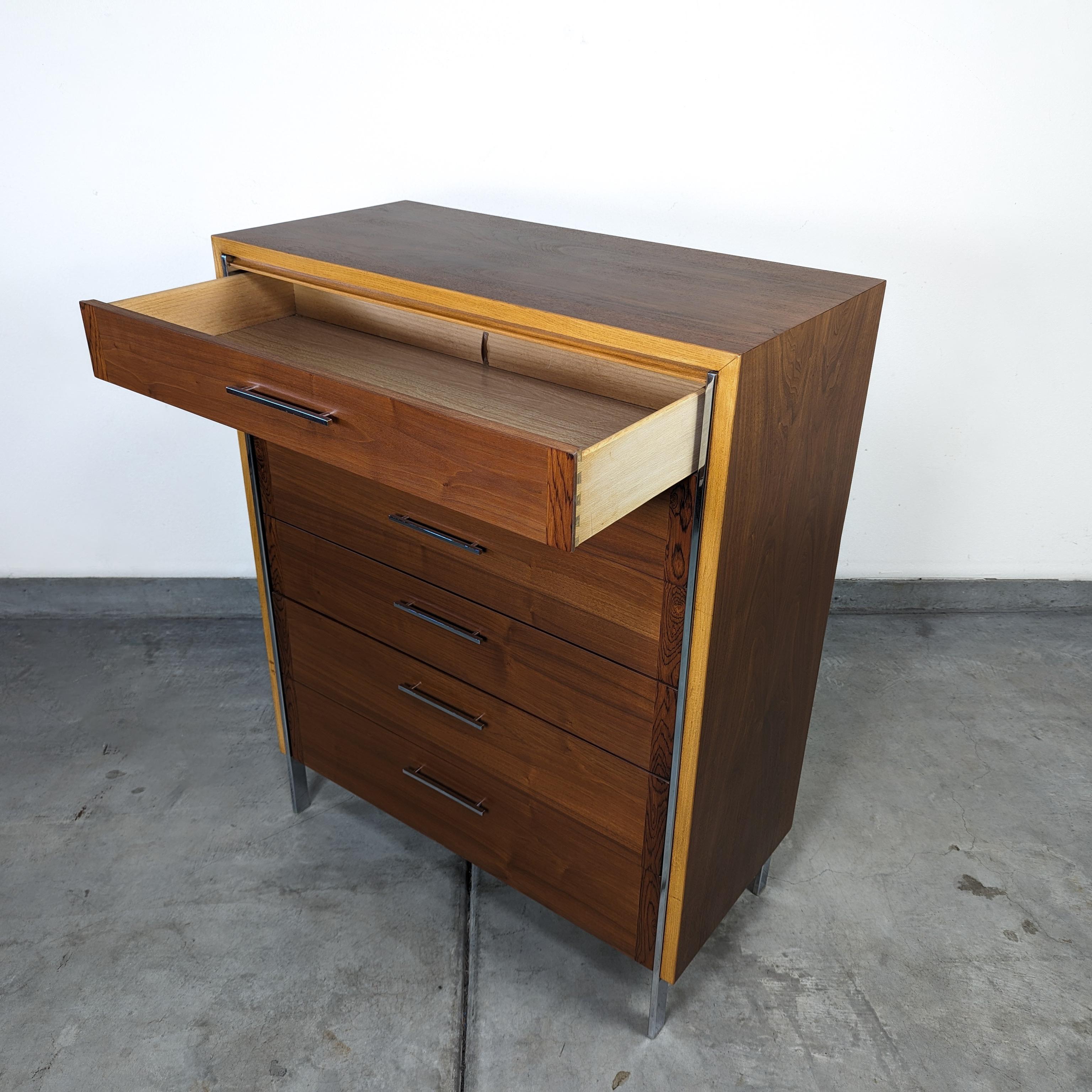 Mid Century Modern Highboy Walnut & Oak Dresser by Lane Furniture, c1960s 3