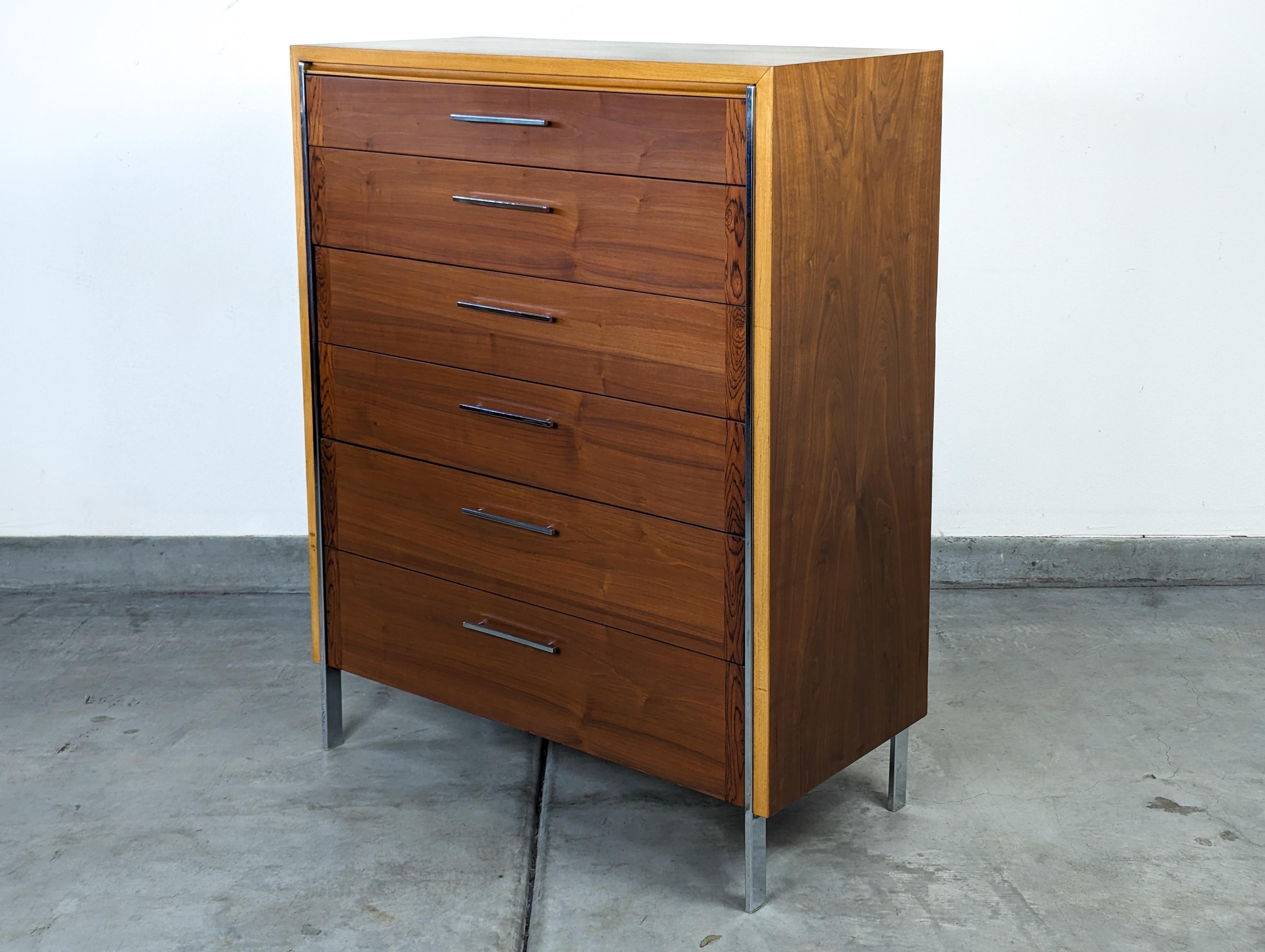 Mid Century Modern Highboy Walnut & Oak Dresser by Lane Furniture, c1960s 5