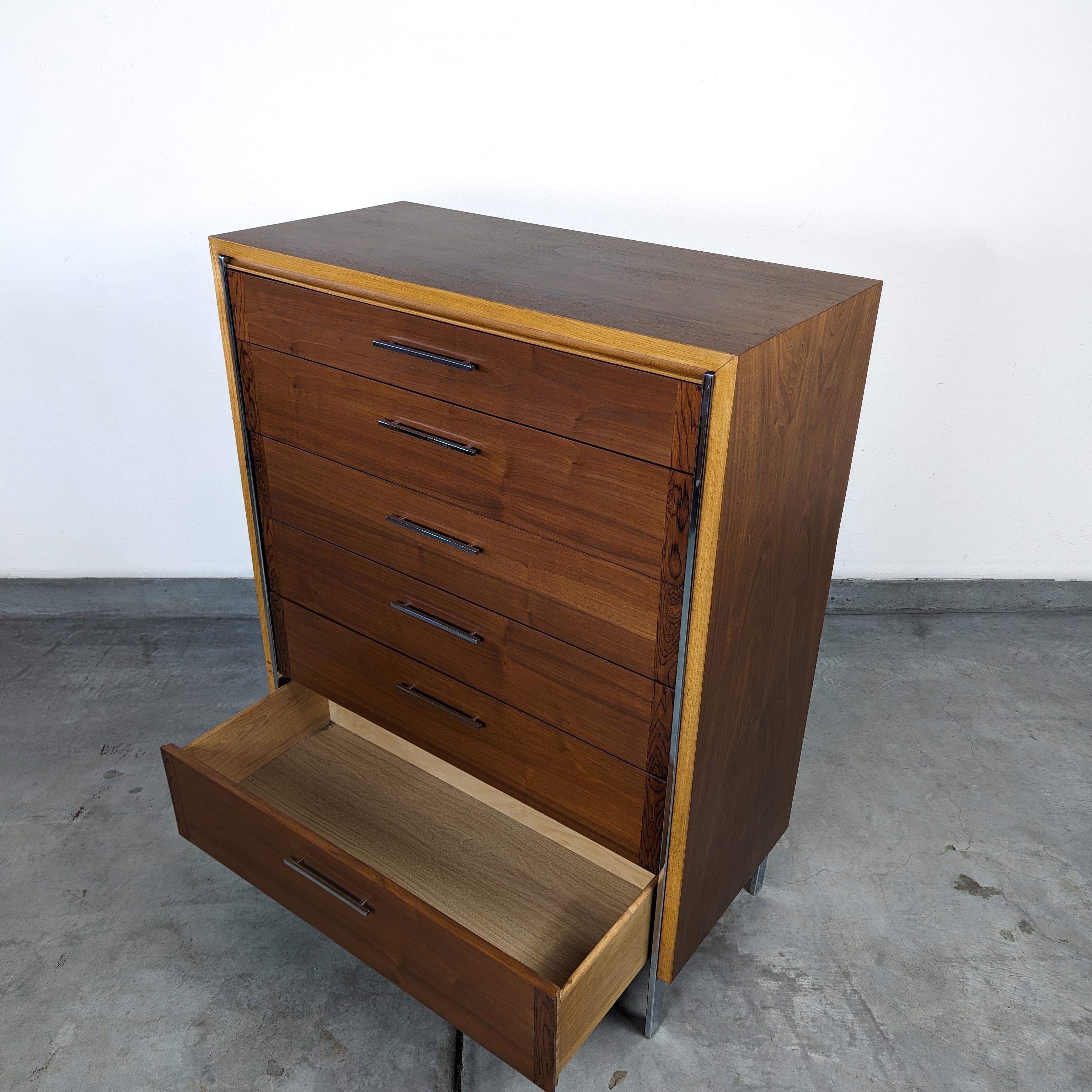 Mid-20th Century Mid Century Modern Highboy Walnut & Oak Dresser by Lane Furniture, c1960s