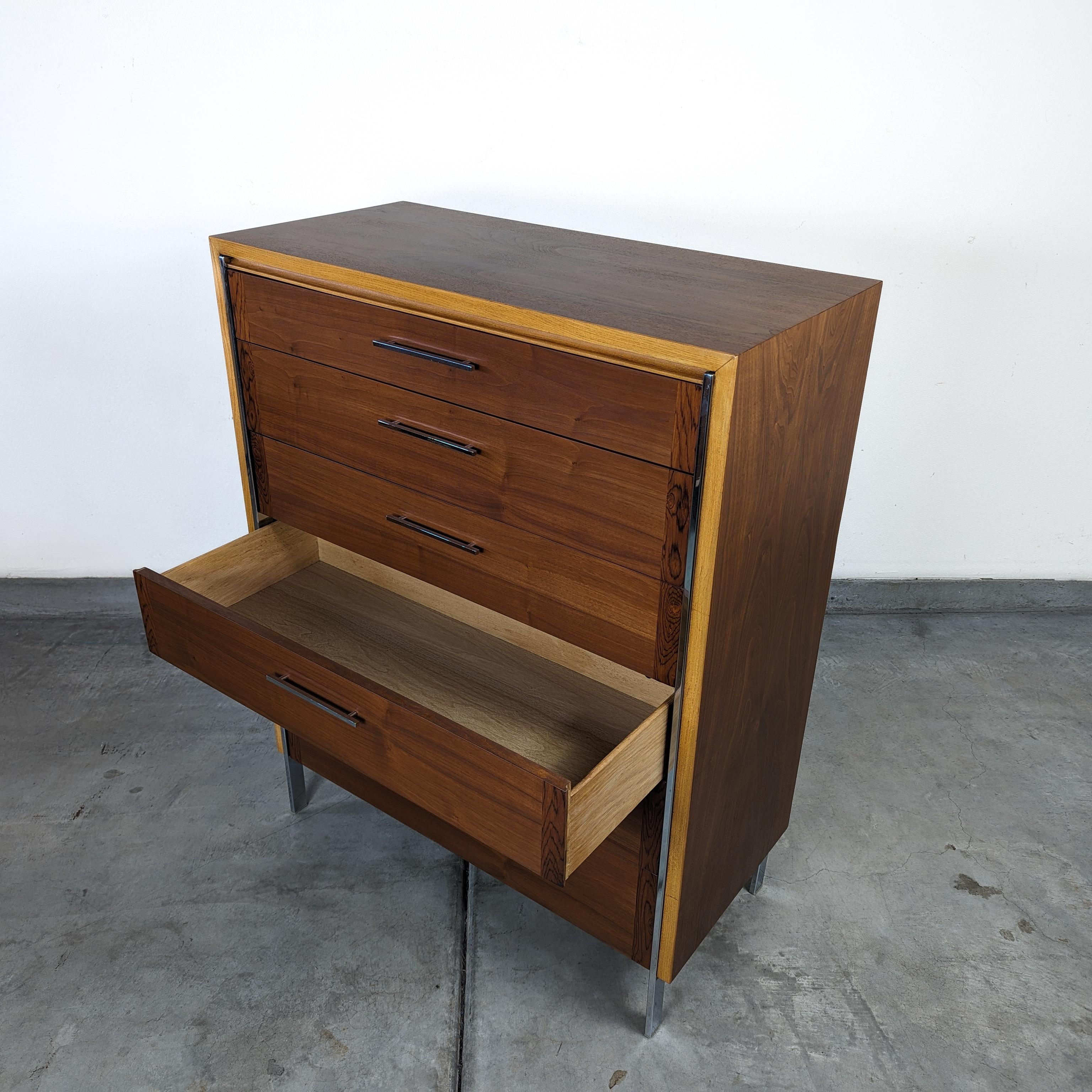 Mid Century Modern Highboy Walnut & Oak Dresser by Lane Furniture, c1960s 1