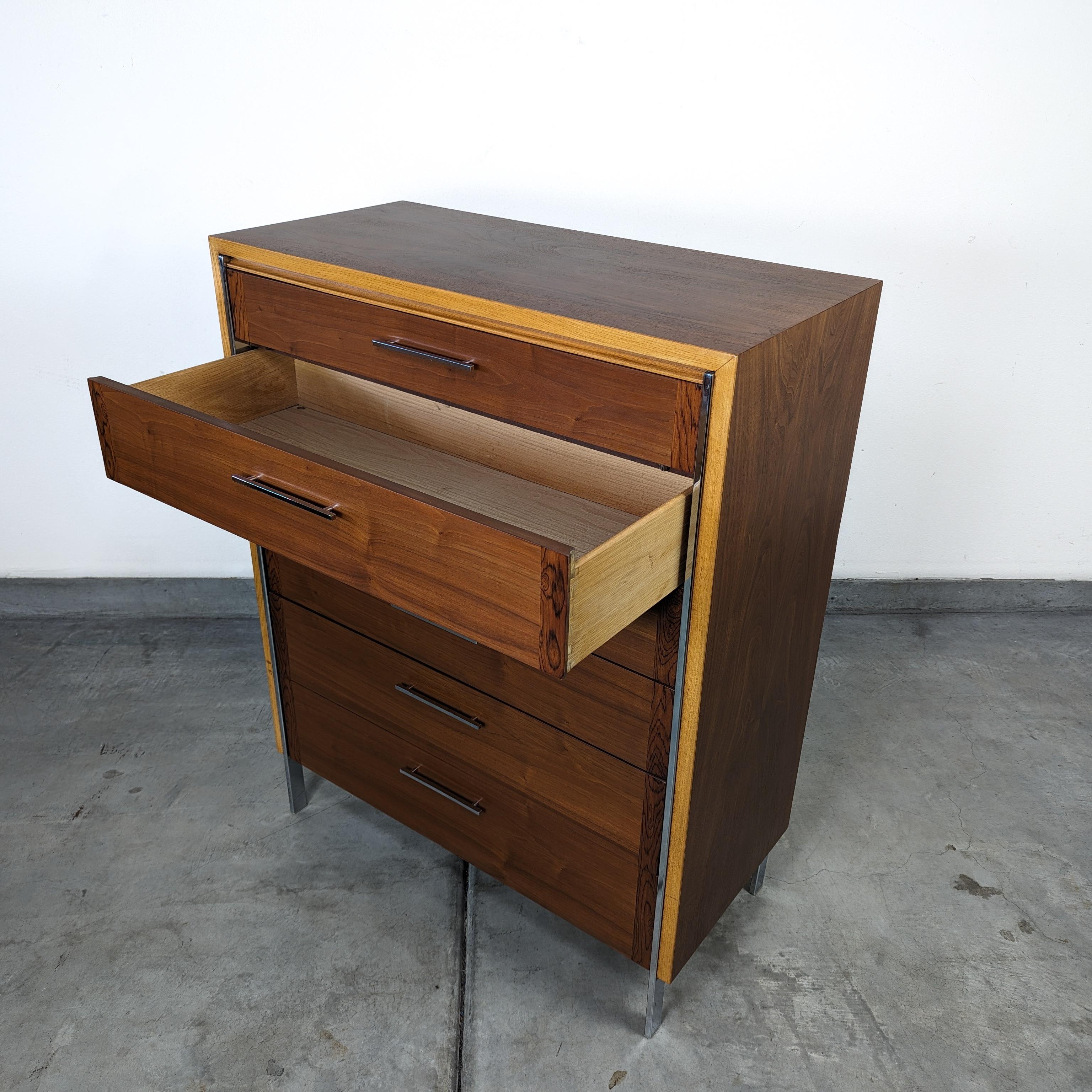 Mid Century Modern Highboy Walnut & Oak Dresser by Lane Furniture, c1960s 2