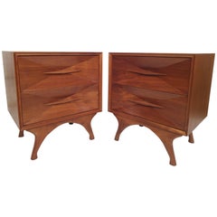 Mid-Century Modern Highly Sculpted Nightstands