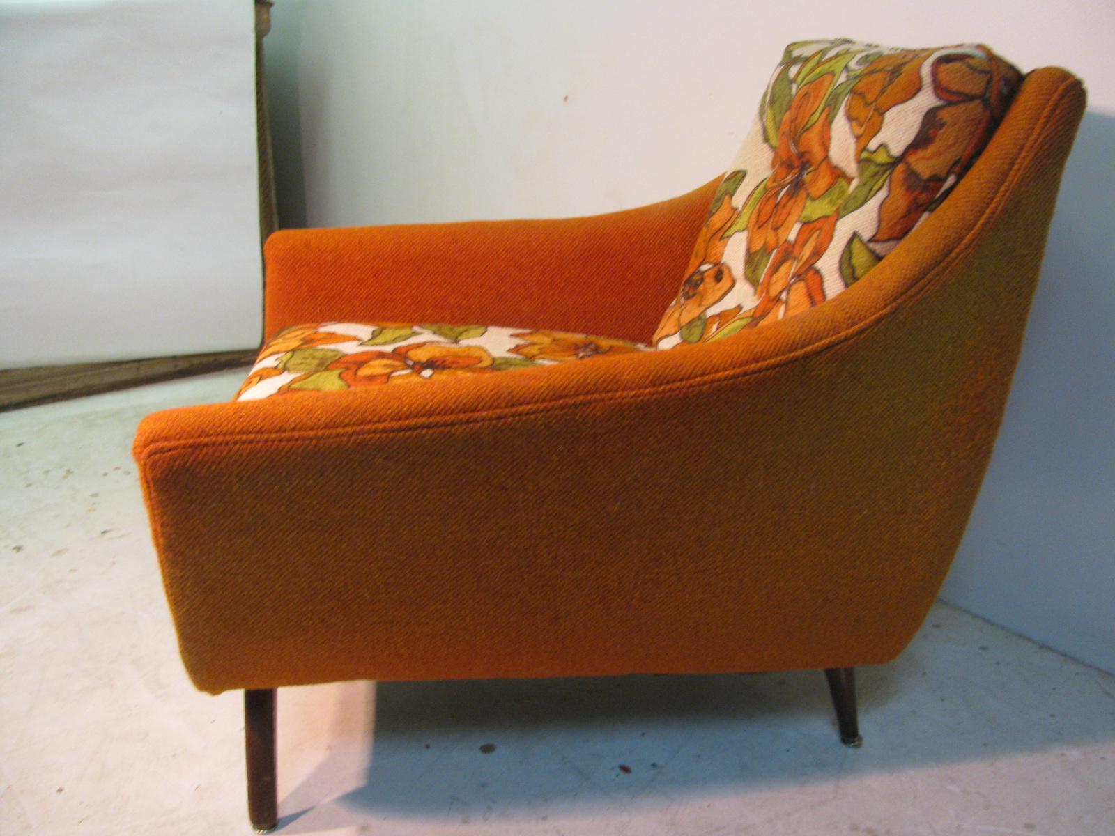 Mid-Century Modern Lounge Chairs with Ottoman Living Room Set 2