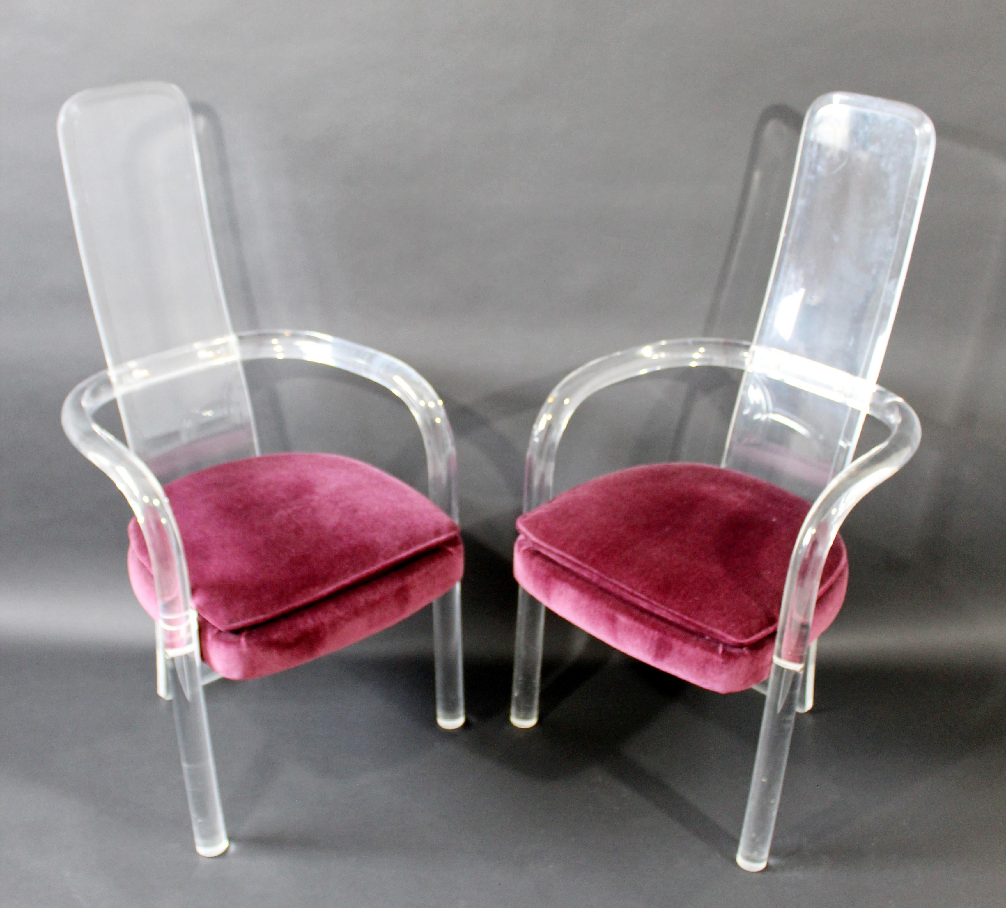 American Mid-Century Modern Hollis Jones for Hill Pair of Lucite Accent Armchairs, 1970s