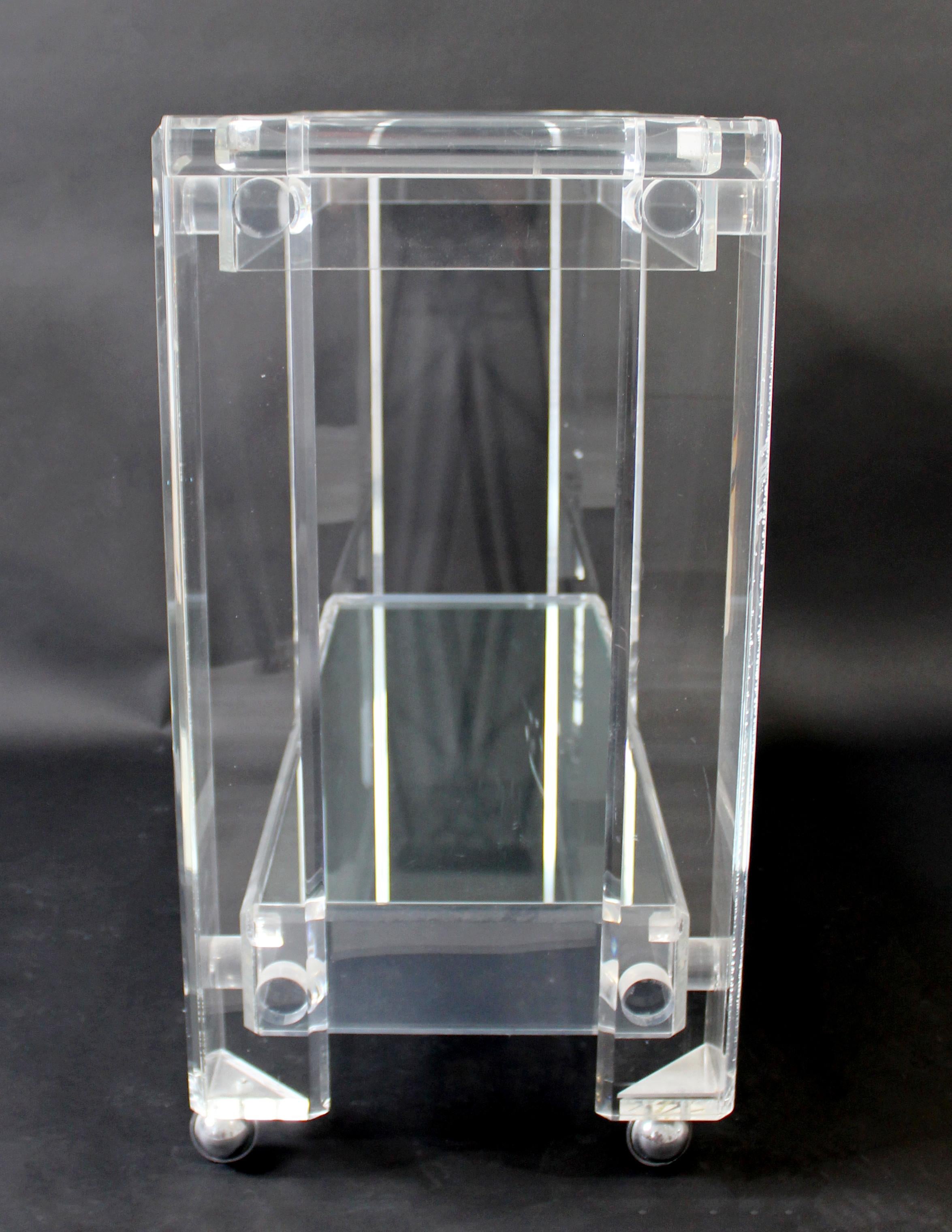 Late 20th Century Mid Century Modern Hollis Jones Lucite Serving Bar Cart Mirror Shelves, 1970s