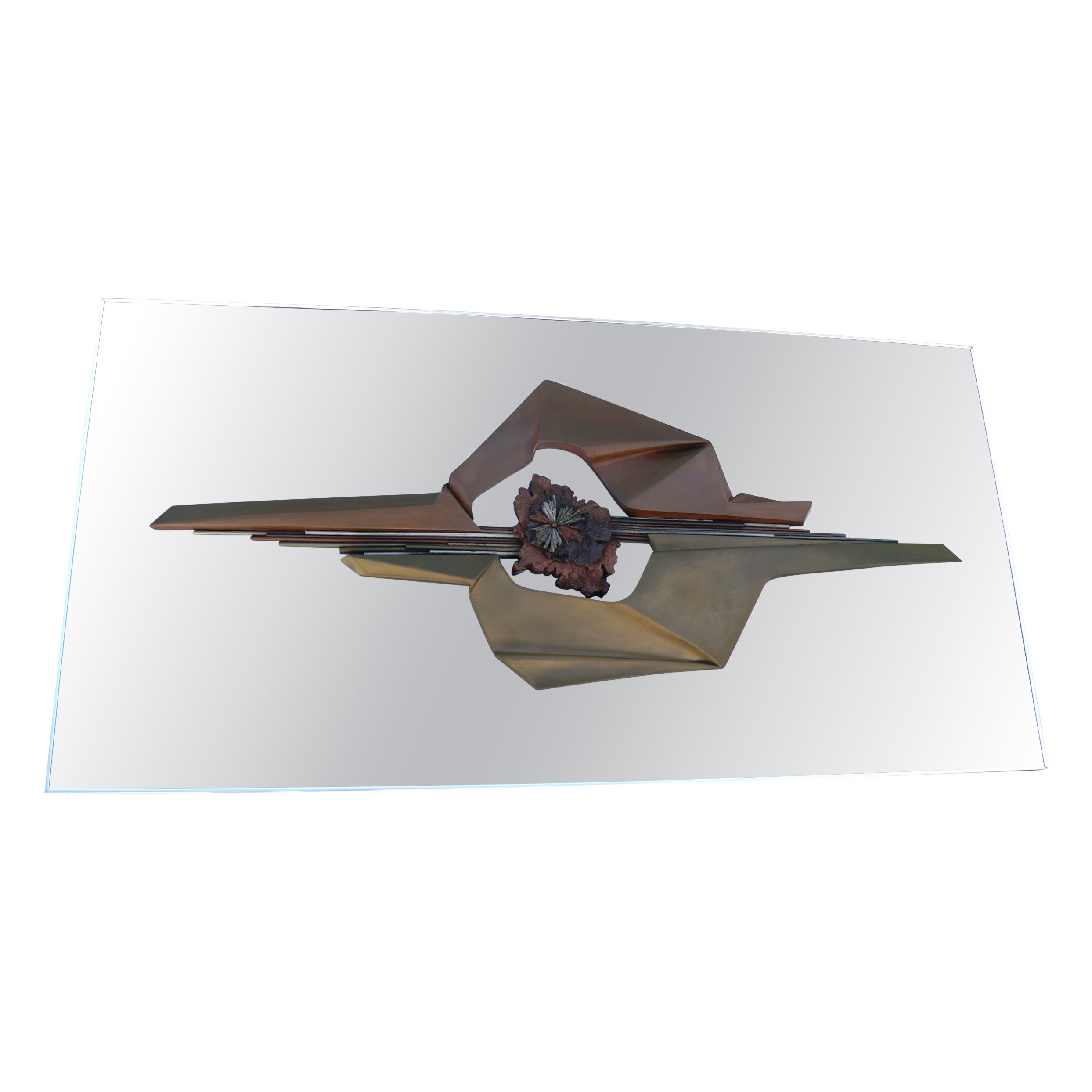 Mid Century Modern Hollywood Chrom Abstrakte Wandskulptur Giovanni Schoeman im Angebot