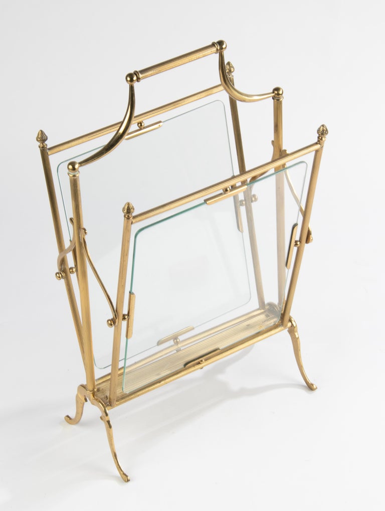 Regency Magazine Rack Mid-Century Modern Hollywood Regency Brass Colored Magazine Rack, Stand ...