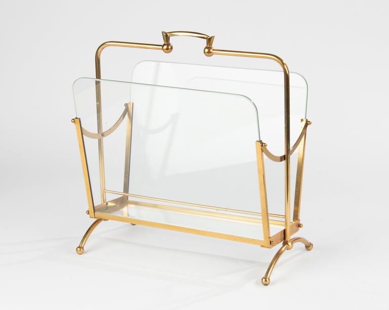 Regency Magazine Rack Mid-Century Modern Hollywood Regency Brass Colored Magazine Rack/Stand ...