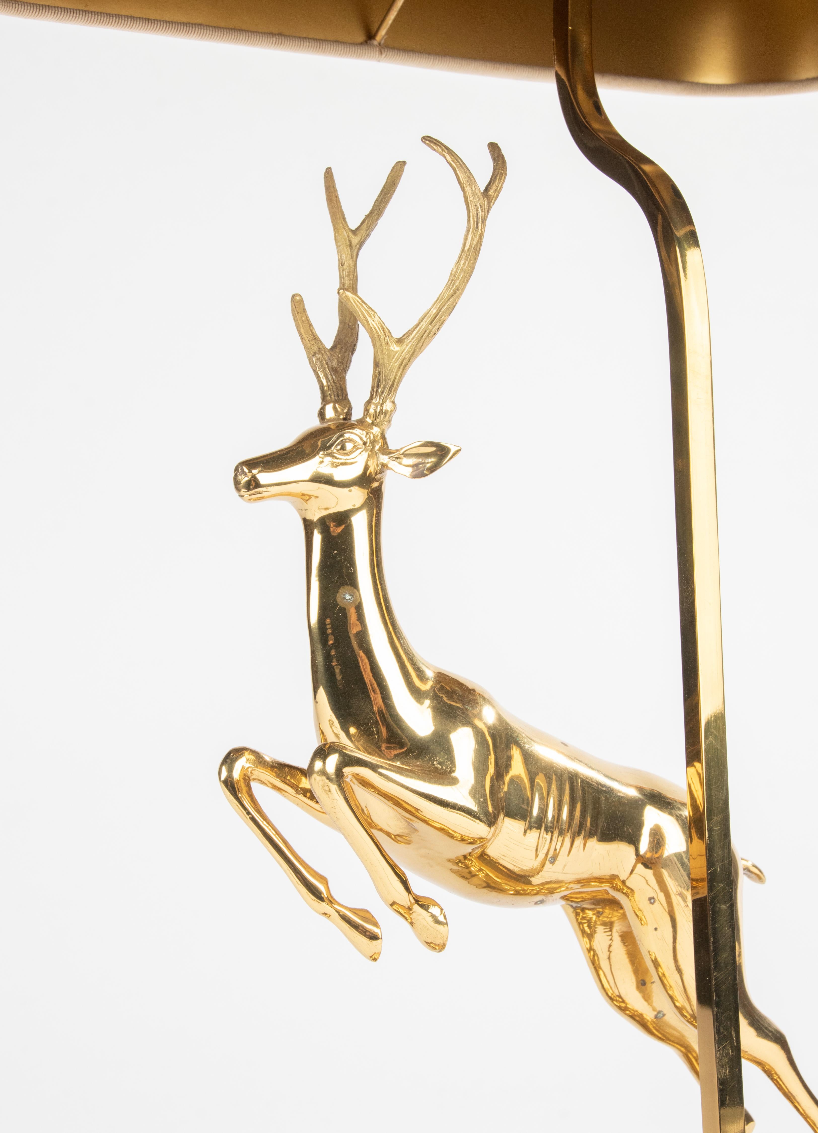Mid-Century Modern Hollywood Regency Brass Table Lamp with Deer by J.L.B For Sale 6