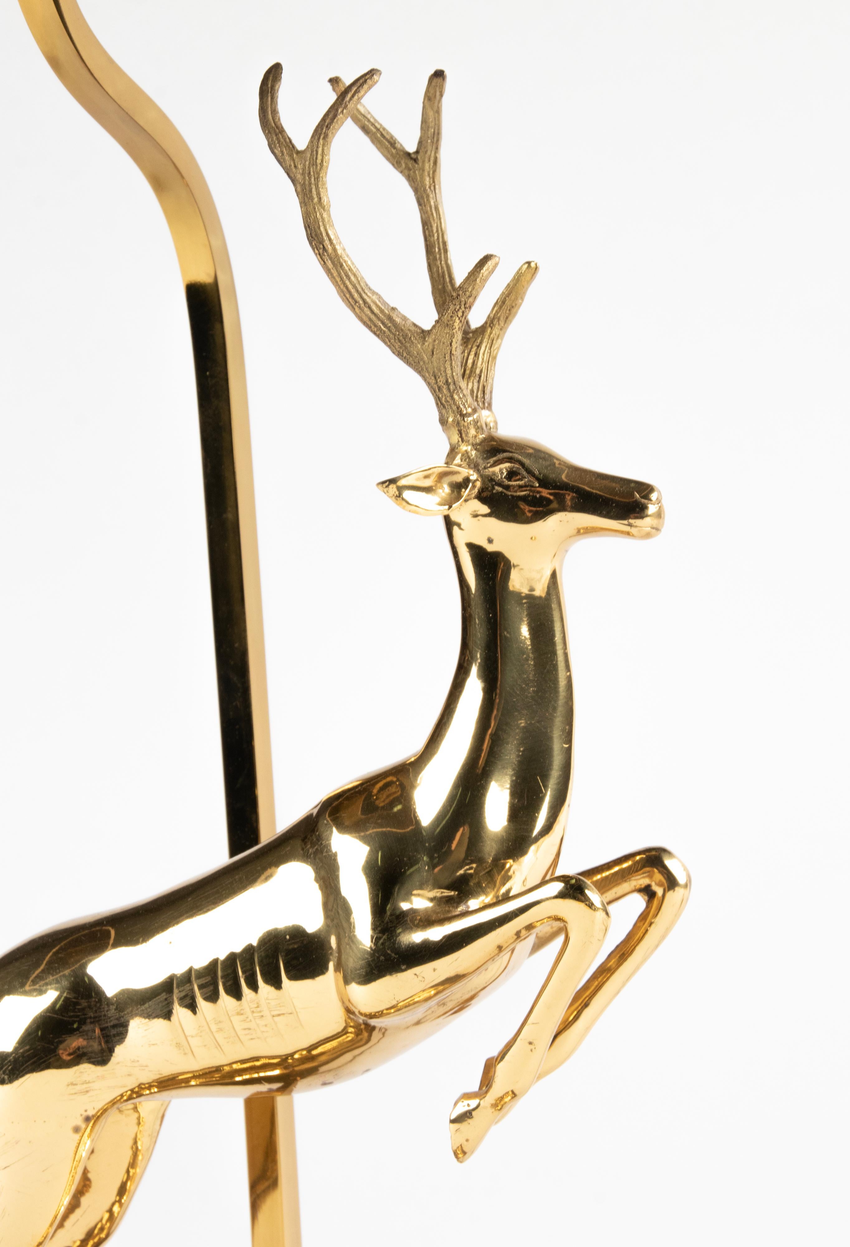 Mid-Century Modern Hollywood Regency Brass Table Lamp with Deer by J.L.B For Sale 2