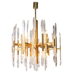 Mid-Century Modern Hollywood Regency Chandelier Gaetano Sciolari Crystal Drops