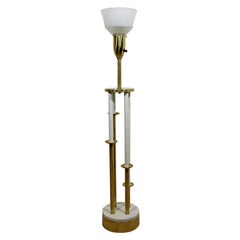 Mid-Century Modern Hollywood Regency Deco Brass Marble Floor Lamp Parzinger Attr
