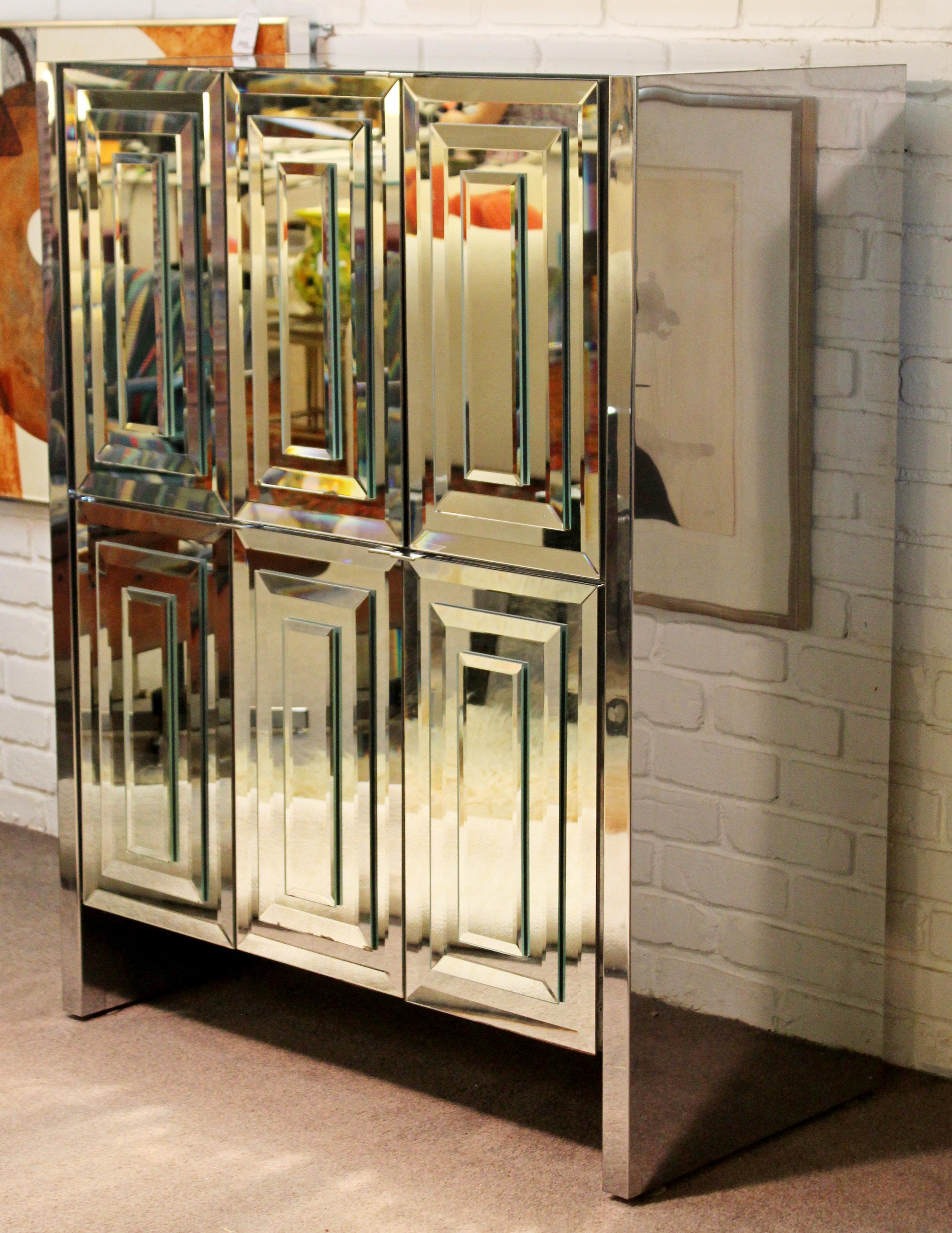 Late 20th Century Mid-Century Modern Hollywood Regency Ello Mirrored Dry Bar 1970s Highboy