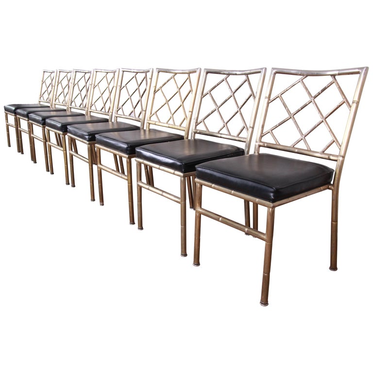 Mid Century Modern Hollywood Regency Faux Bamboo Brass Dining Chairs Set Of 8 At 1stdibs
