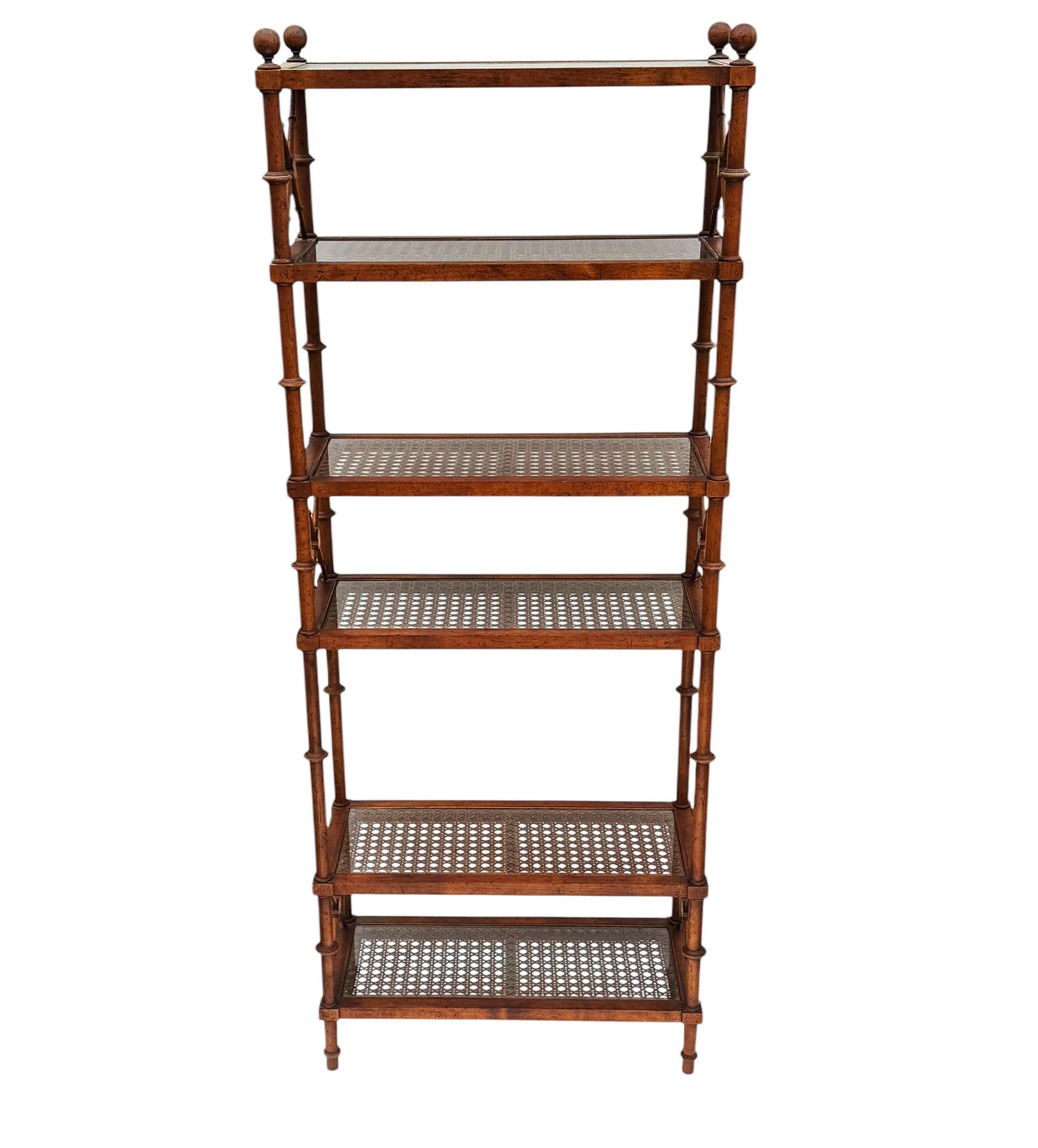 Mid-Century Modern Hollywood Regency Faux Bamboo & Cane Étagère or Wall Unit 1