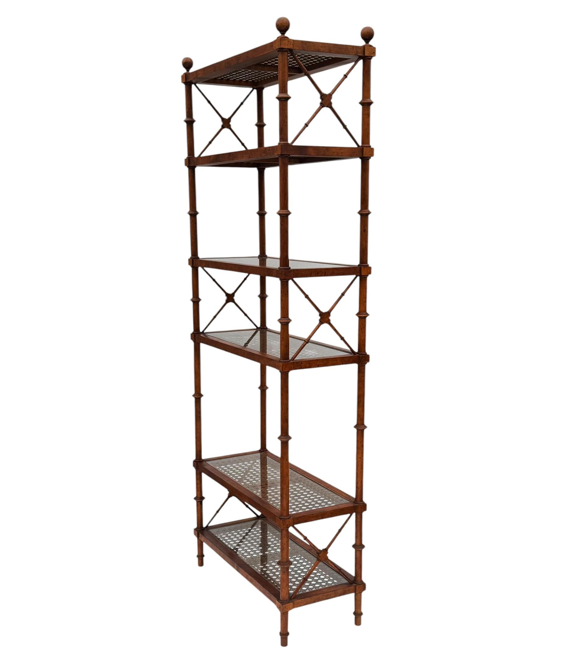 Mid-Century Modern Hollywood Regency Faux Bamboo & Cane Étagère or Wall Unit 2