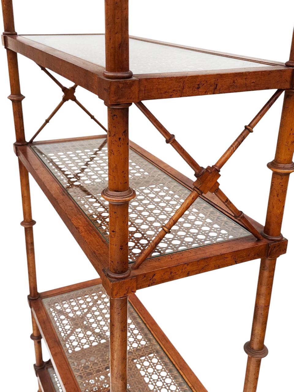 Mid-Century Modern Hollywood Regency Faux Bamboo & Cane Étagère or Wall Unit 3