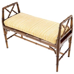 Mid-Century Modern Hollywood Regency Faux Bamboo Window Bench