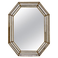 Mid-Century Modern Hollywood Regency Gold Gilt Wall Mirror by La Barge, Italy