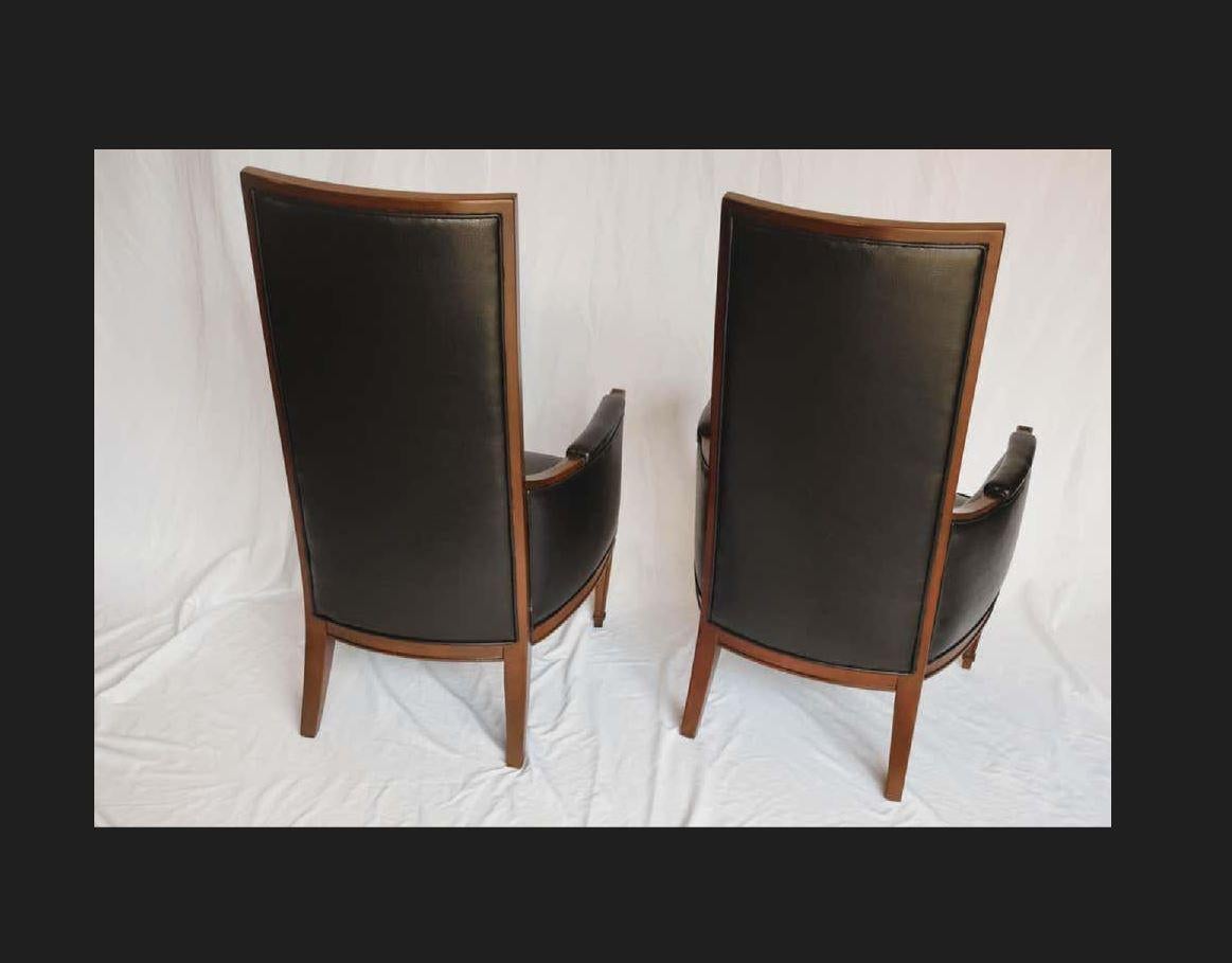 American Mid-Century Modern Hollywood Regency High Back Armchairs, a Pair For Sale