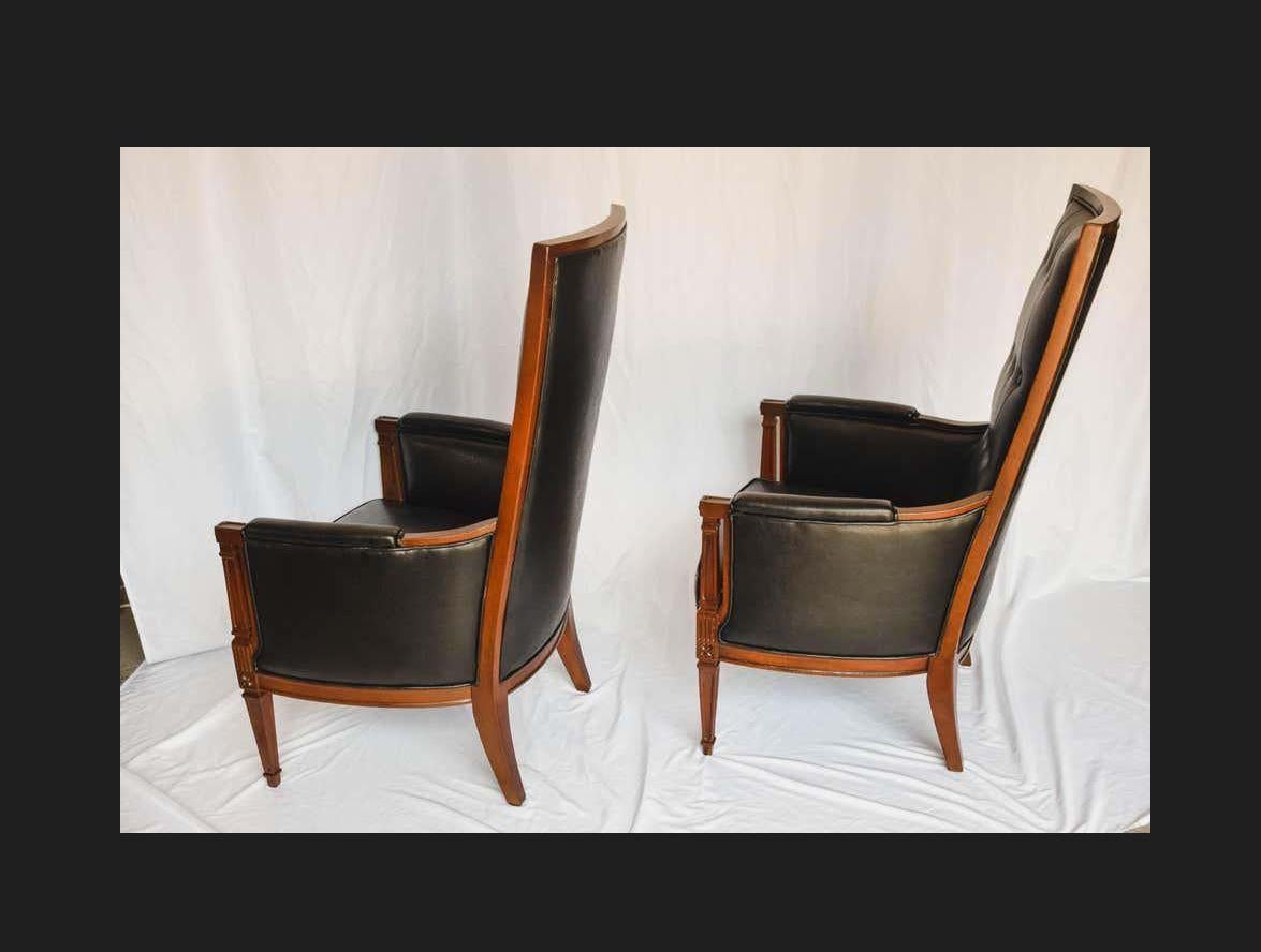 Mid-Century Modern Hollywood Regency High Back Armchairs, a Pair In Good Condition For Sale In Burton, TX