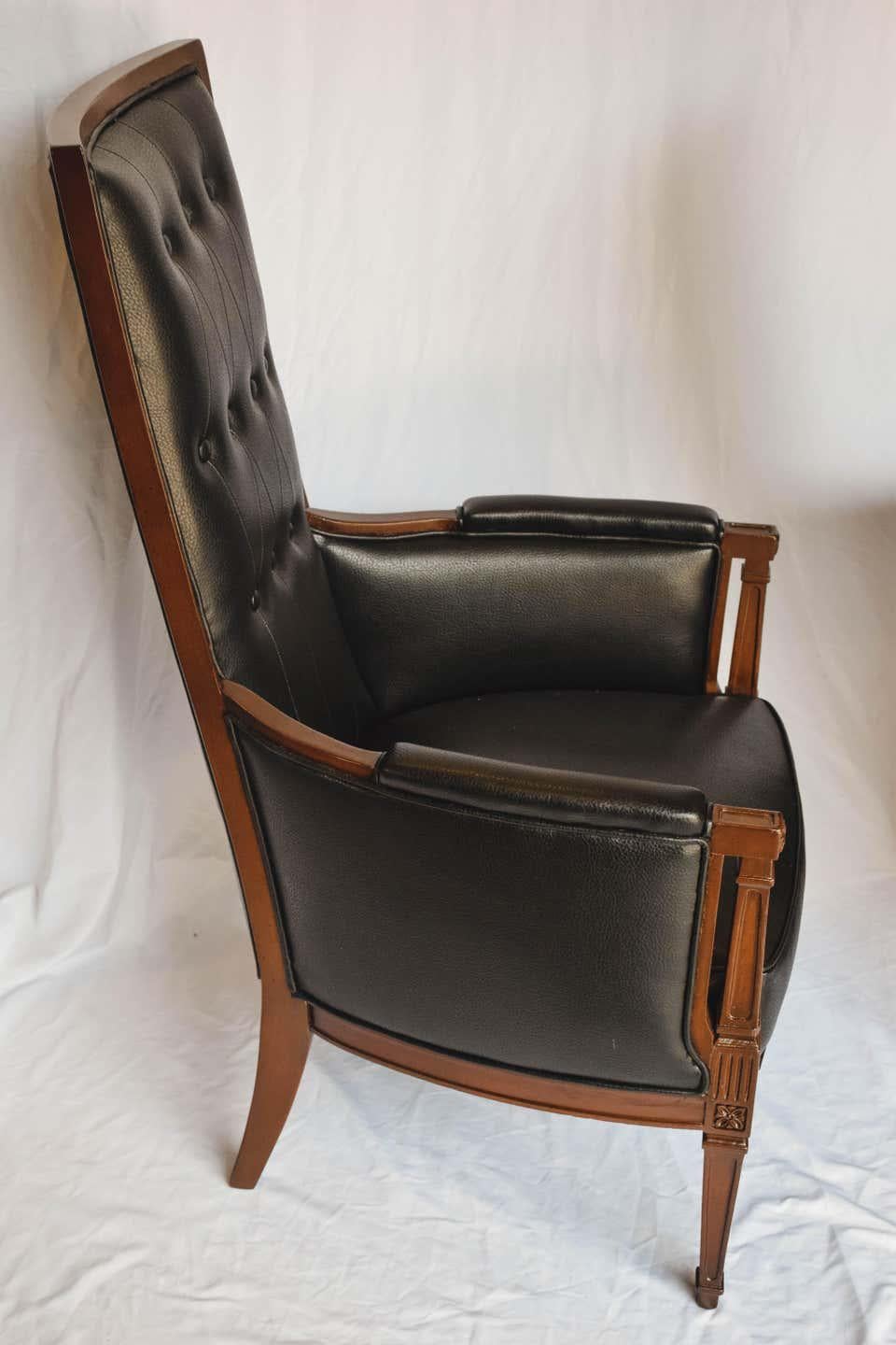 20th Century Mid-Century Modern Hollywood Regency High Back Armchairs, a Pair For Sale