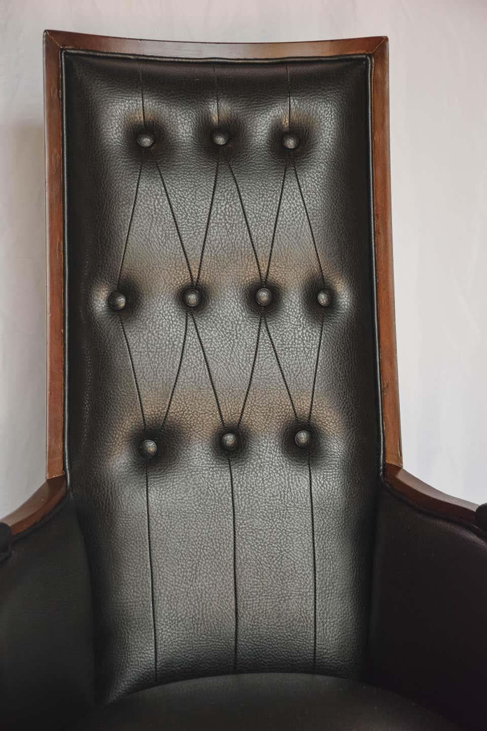 Mid-Century Modern Hollywood Regency High Back Armchairs, a Pair For Sale 2
