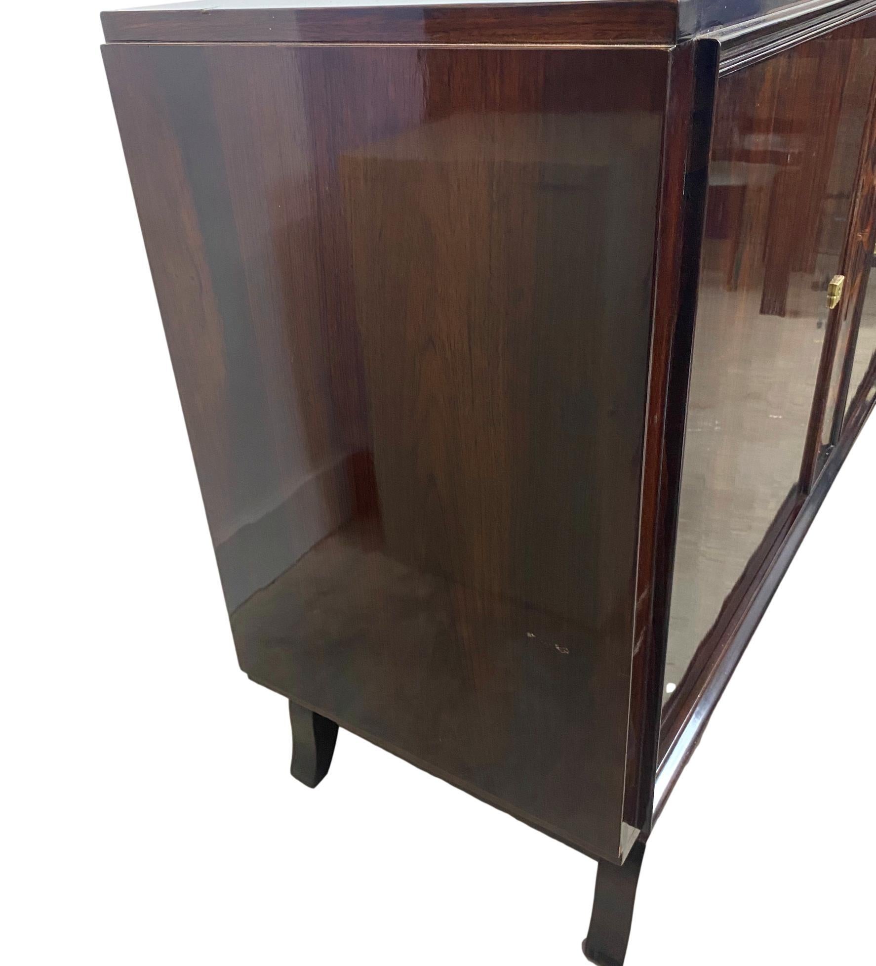 Hand-Crafted Mid-Century Modern Hollywood Regency Inlaid Rosewood Credenza, French, c. 1930 For Sale