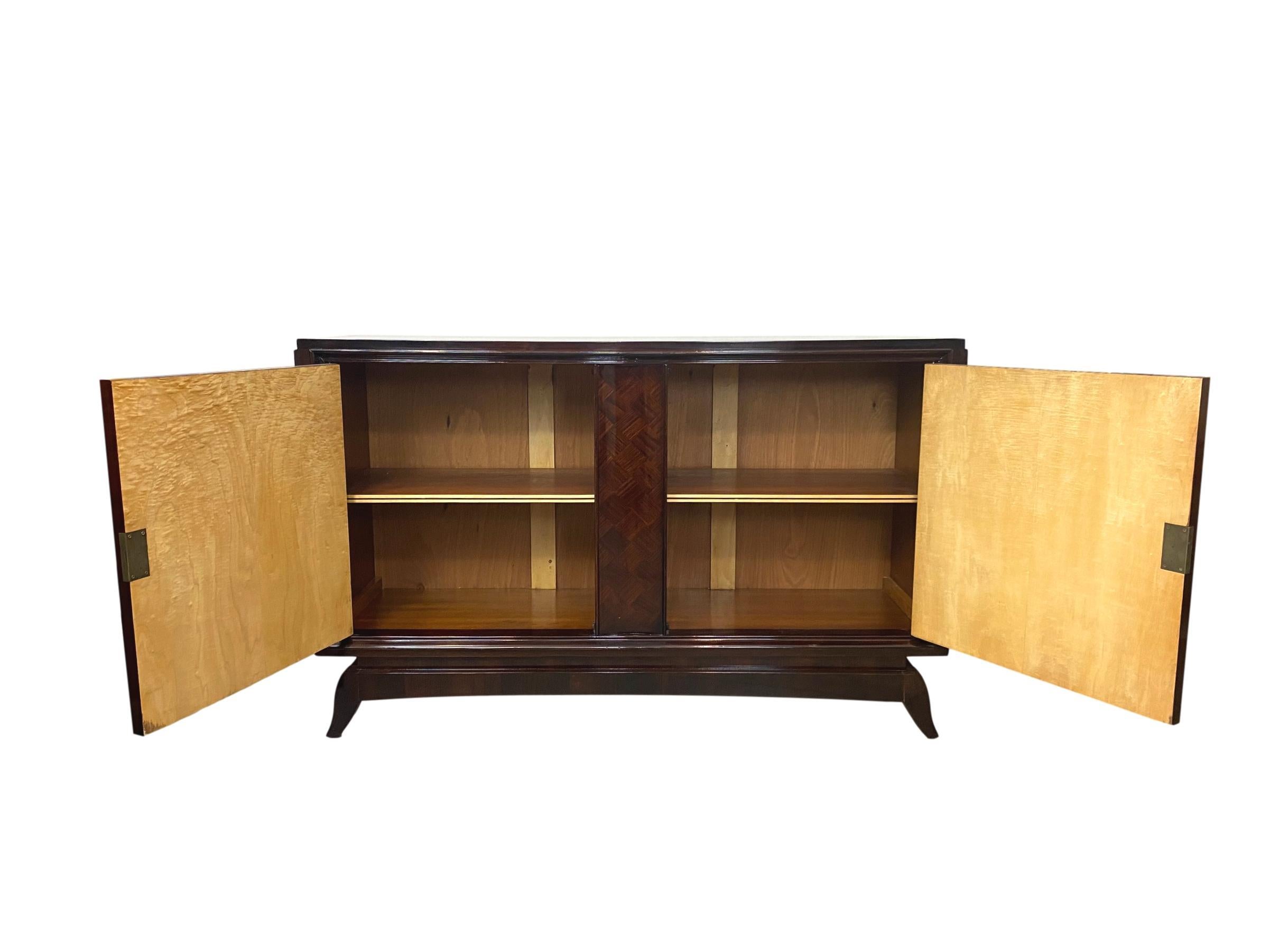 Mid-Century Modern Hollywood Regency Inlaid Rosewood Credenza, French, c. 1930 For Sale 1