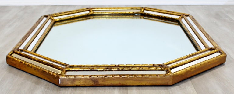 Mid-Century Modern Hollywood Regency Large Gold Gilt Wall Mirror, Italy, 1960s In Good Condition For Sale In Keego Harbor, MI
